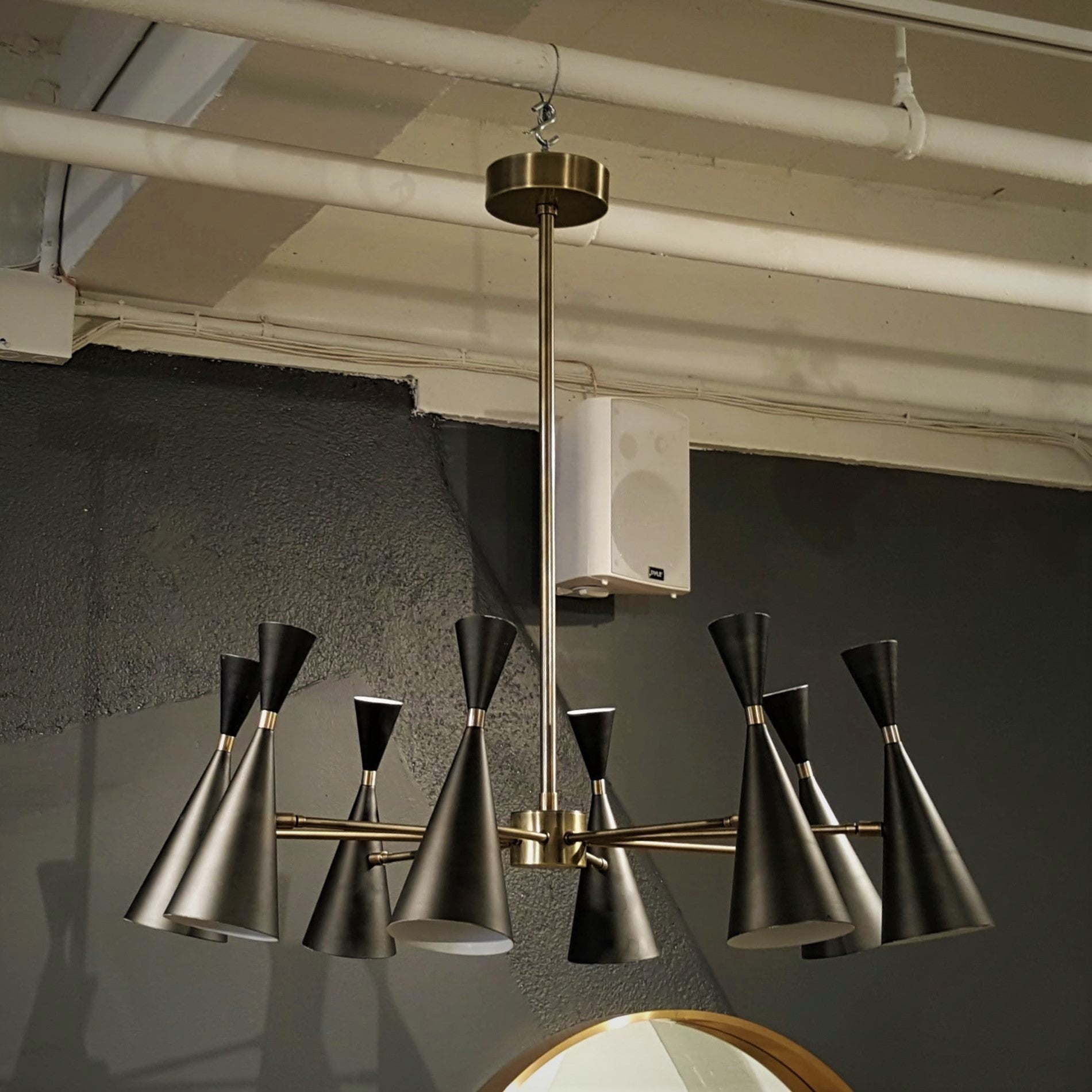 Petite Monolith Italian Modern Brass Chandelier By Blueprint Lighting, 2017 Petite Monolith Italian Modern Brass Chandelier By Blueprint Lighting, 2017