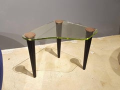 Lovely Art Deco Side Table with Heavy Glass Top by Gilbert Rohde