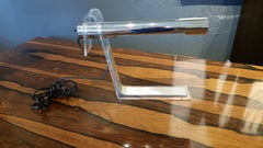 1970s Italian Modern Chrome, Lucite and Brushed Aluminium Cantilevered Desk Lamp