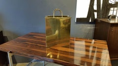 Glam Brushed Brass Shopping Bag Umbrella Stand by Sarreid, Ltd. Spain, 1970s