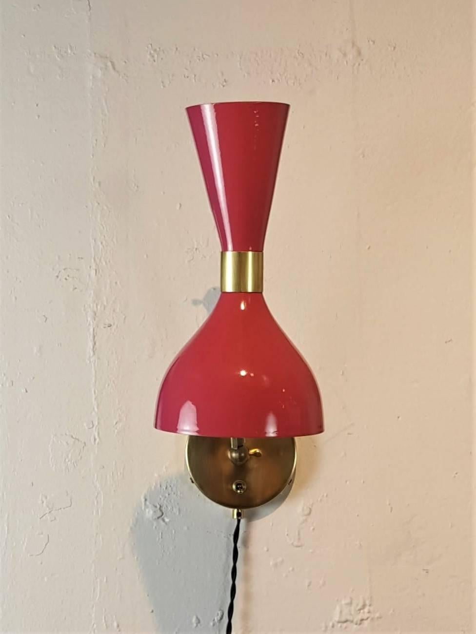 Italian Modern Brass + Enamel Ludo Sconce or Reading Lamp by Blueprint Lighting In Excellent Condition In New York, NY