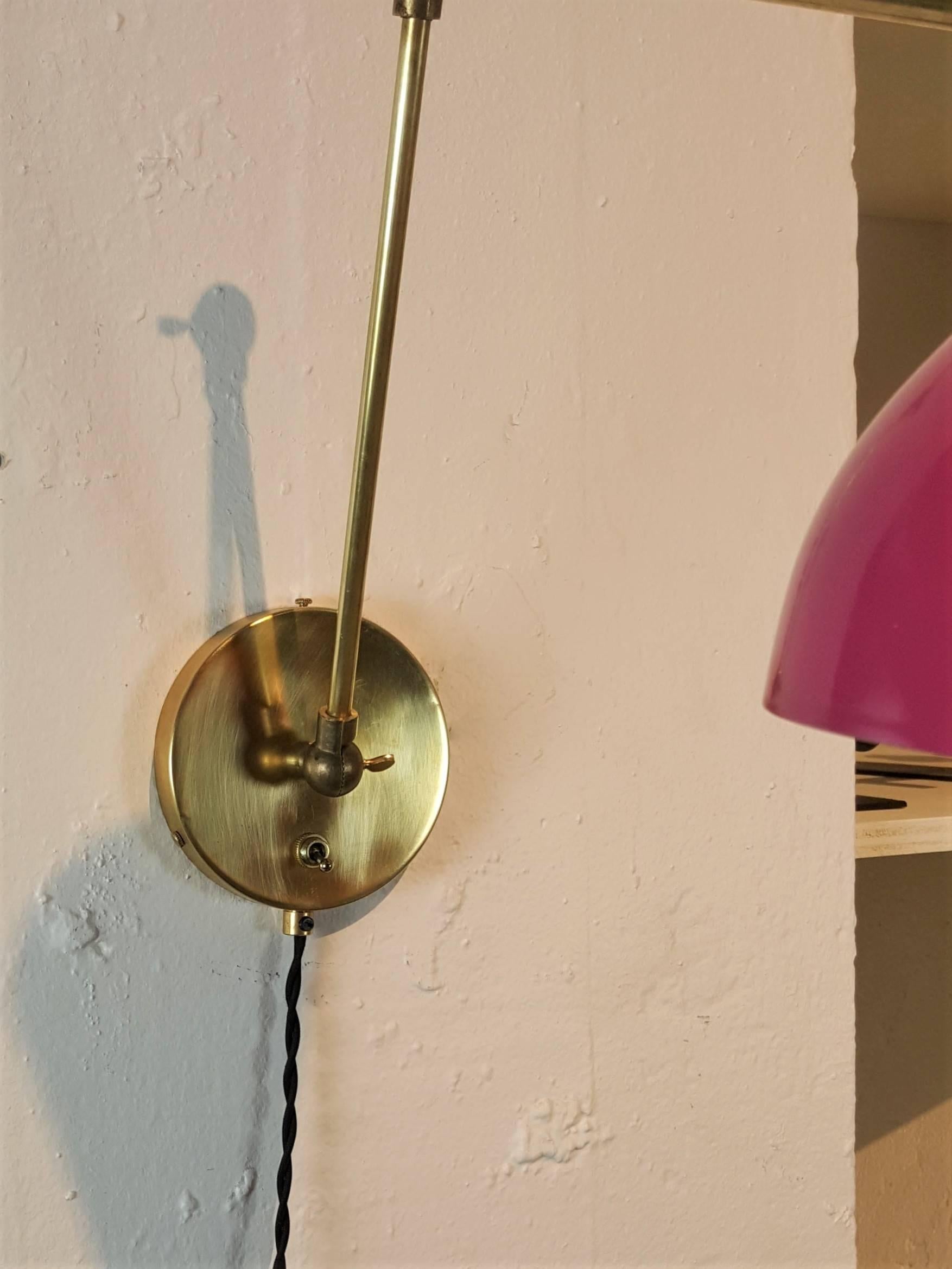 Spun Italian Modern Brass + Enamel Ludo Sconce or Reading Lamp by Blueprint Lighting
