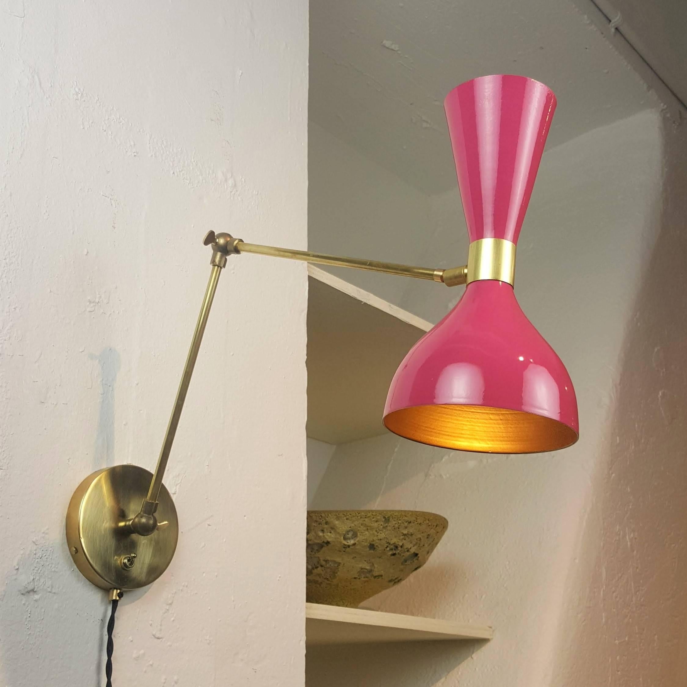 American Italian Modern Brass + Enamel Ludo Sconce or Reading Lamp by Blueprint Lighting