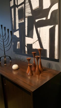 Groupe de bougeoirs modernes danois en noyer, fabriqués à la main par Rude Osolnik, 1970