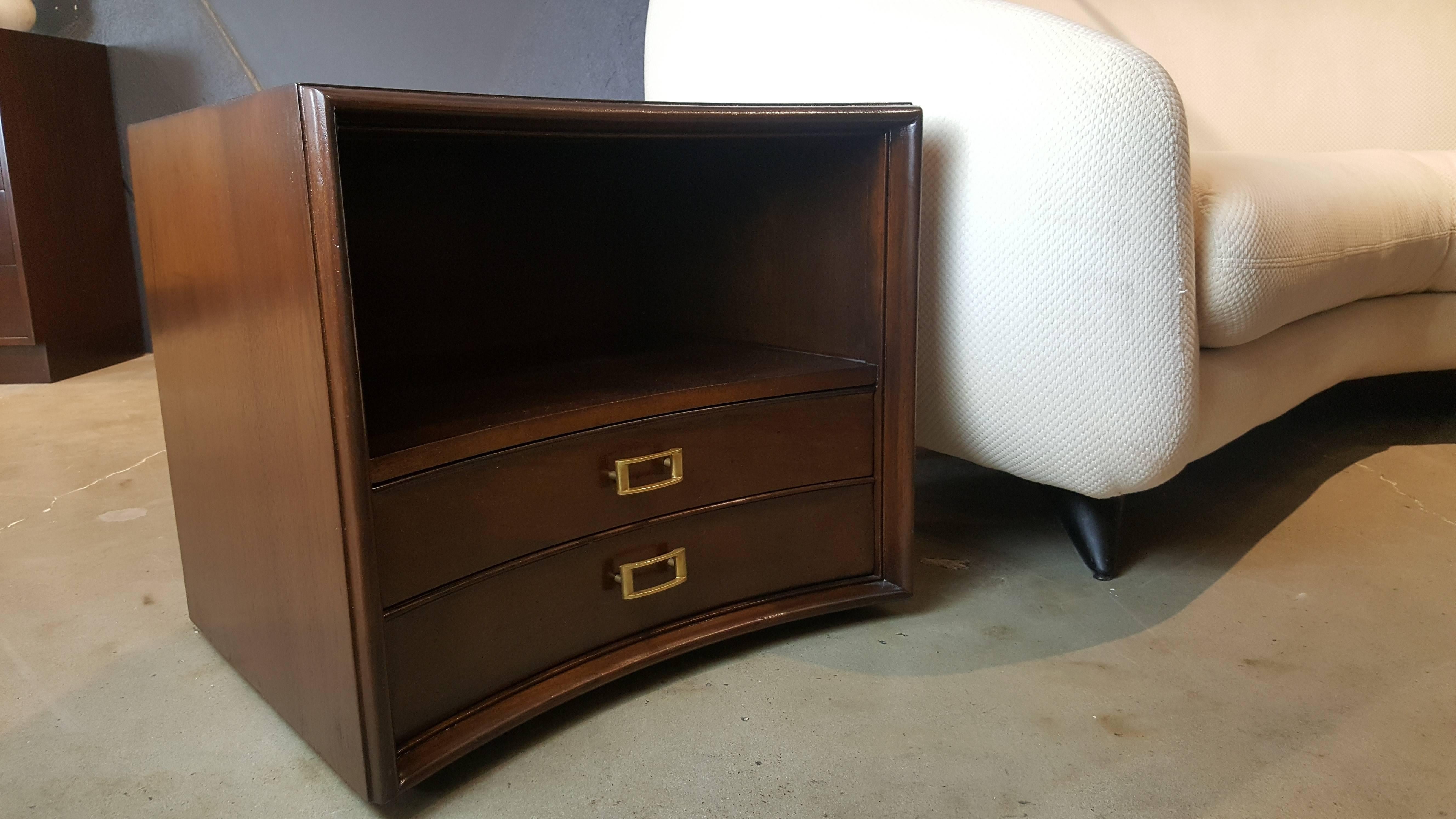 Mid-20th Century Classic Paul Frankl for Johnson Furniture Walnut Nightstands, Pair, 1960s