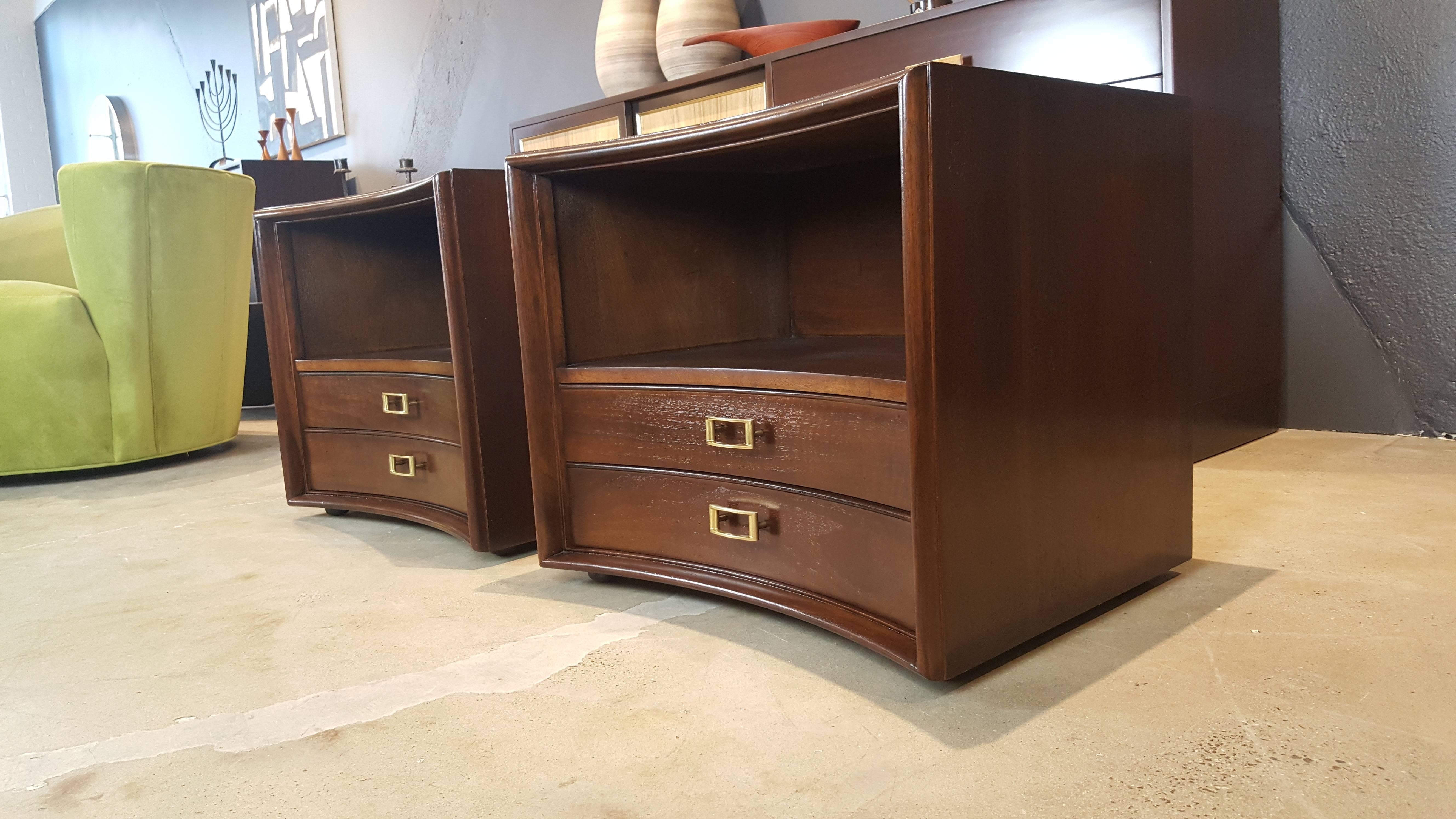 Classic Paul Frankl for Johnson Furniture Walnut Nightstands, Pair, 1960s 1