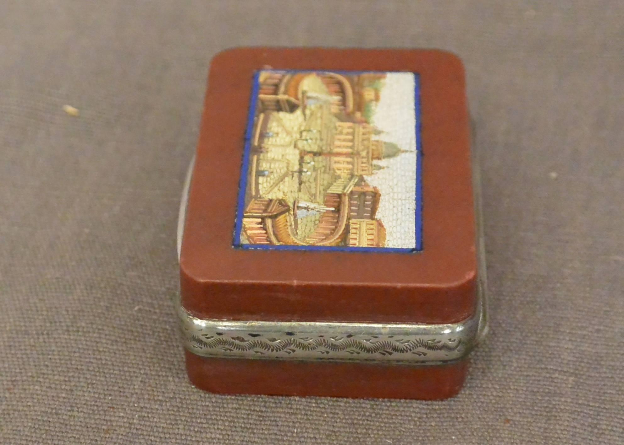 Italian Micromosaic Snuff Box with View of St. Peter's For Sale