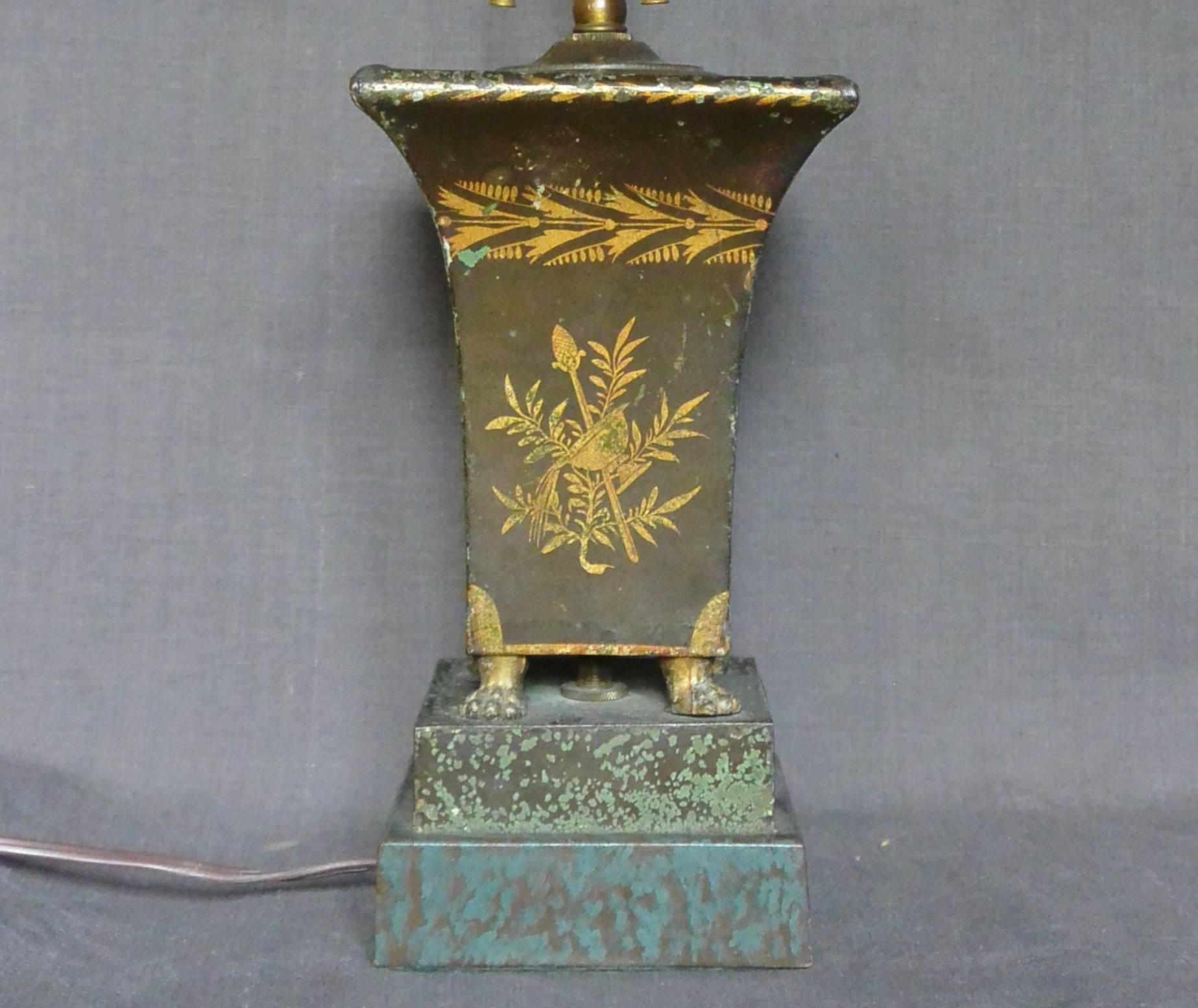Empire French Tole Jardiniere Lamp For Sale