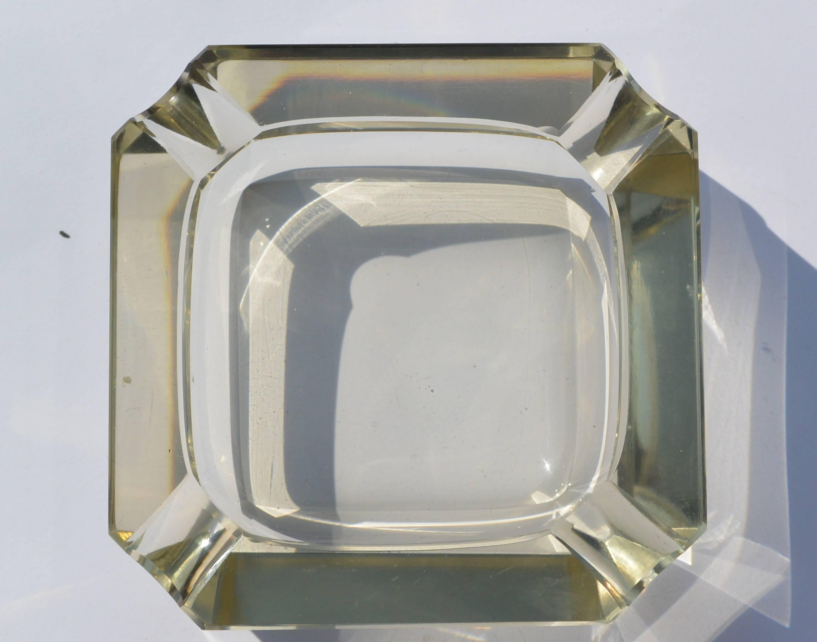 European Vintage Faceted Crystal Ashtray