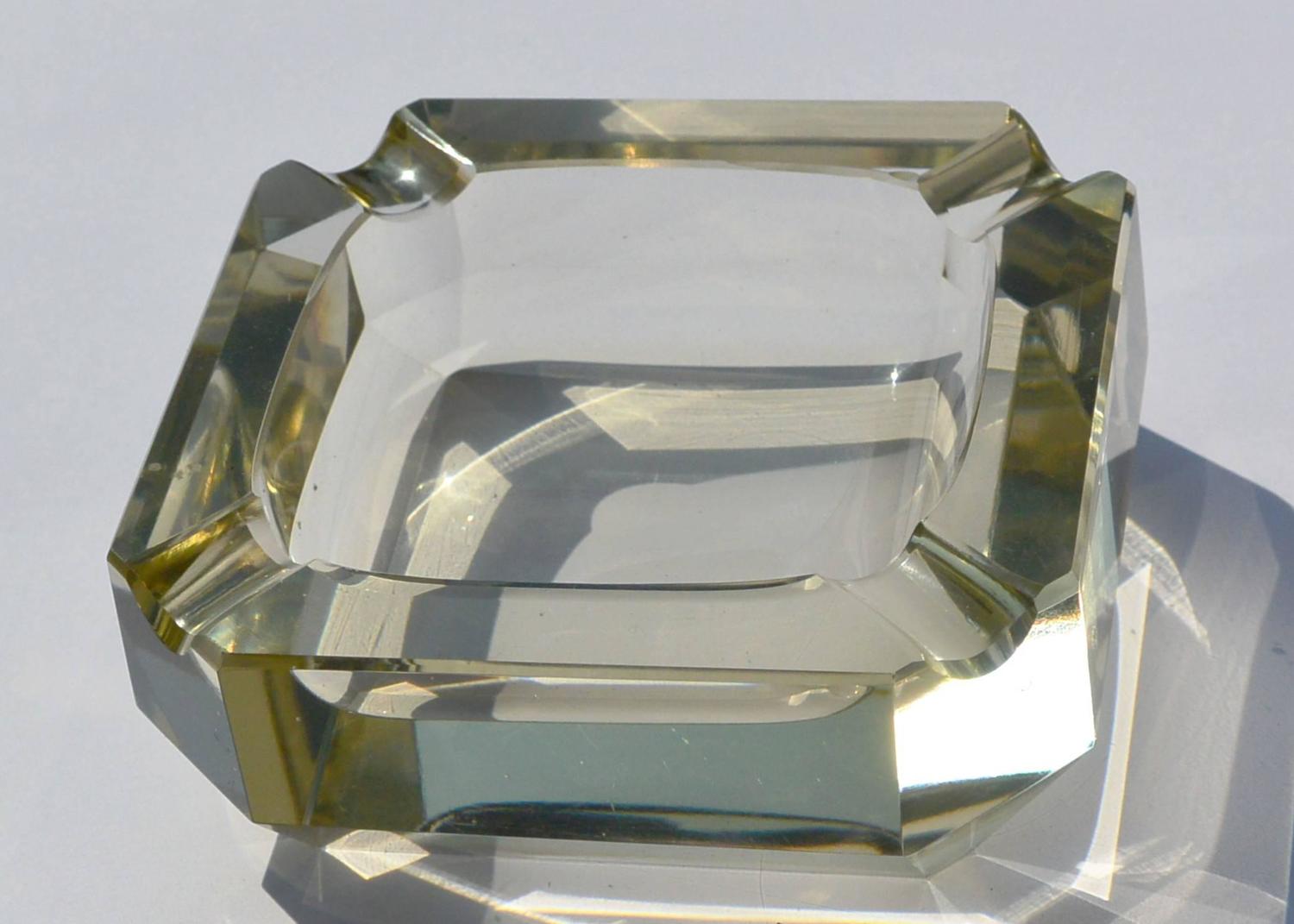 Vintage Faceted Crystal Ashtray For Sale at 1stdibs