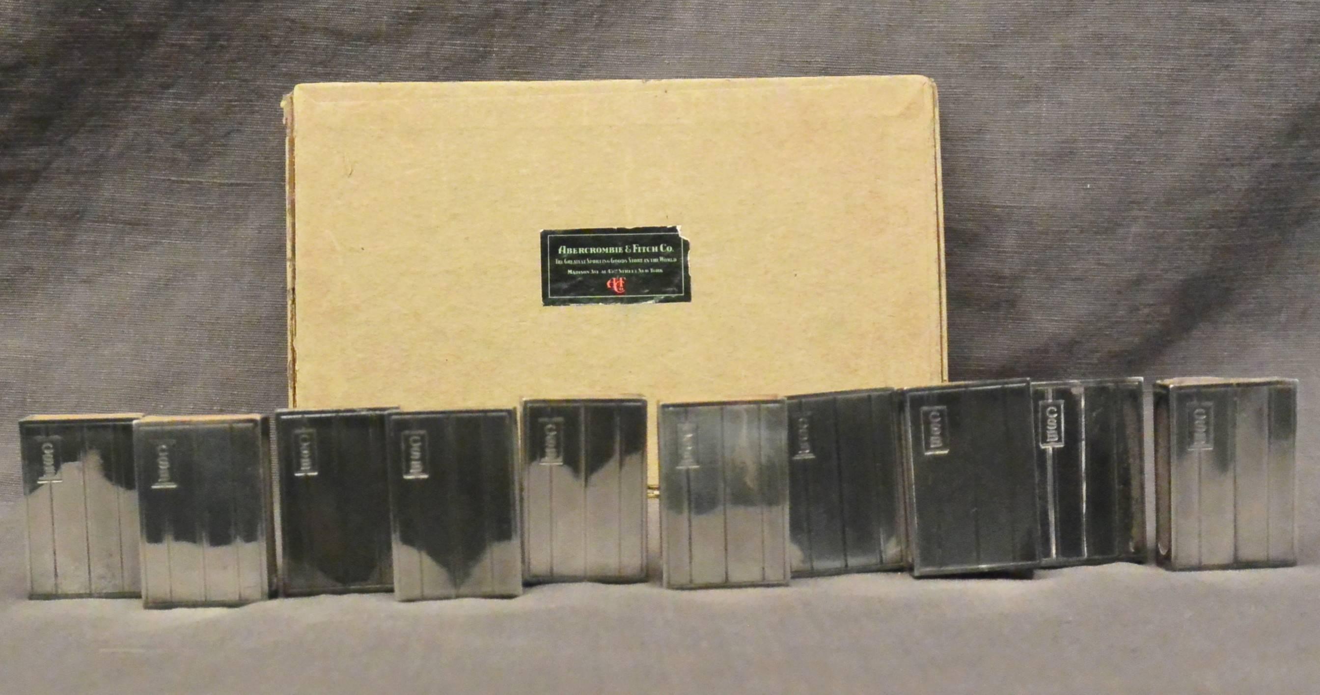 Set of Eight Vintage Abecrombie & Fitch Sterling Match Boxes In Excellent Condition In New York, NY