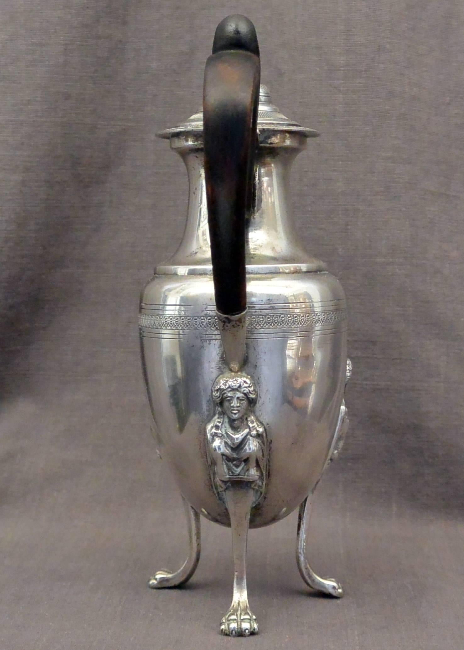 Italian Neoclassical Silver Coffee Pot and Sugar Bowl For Sale 1