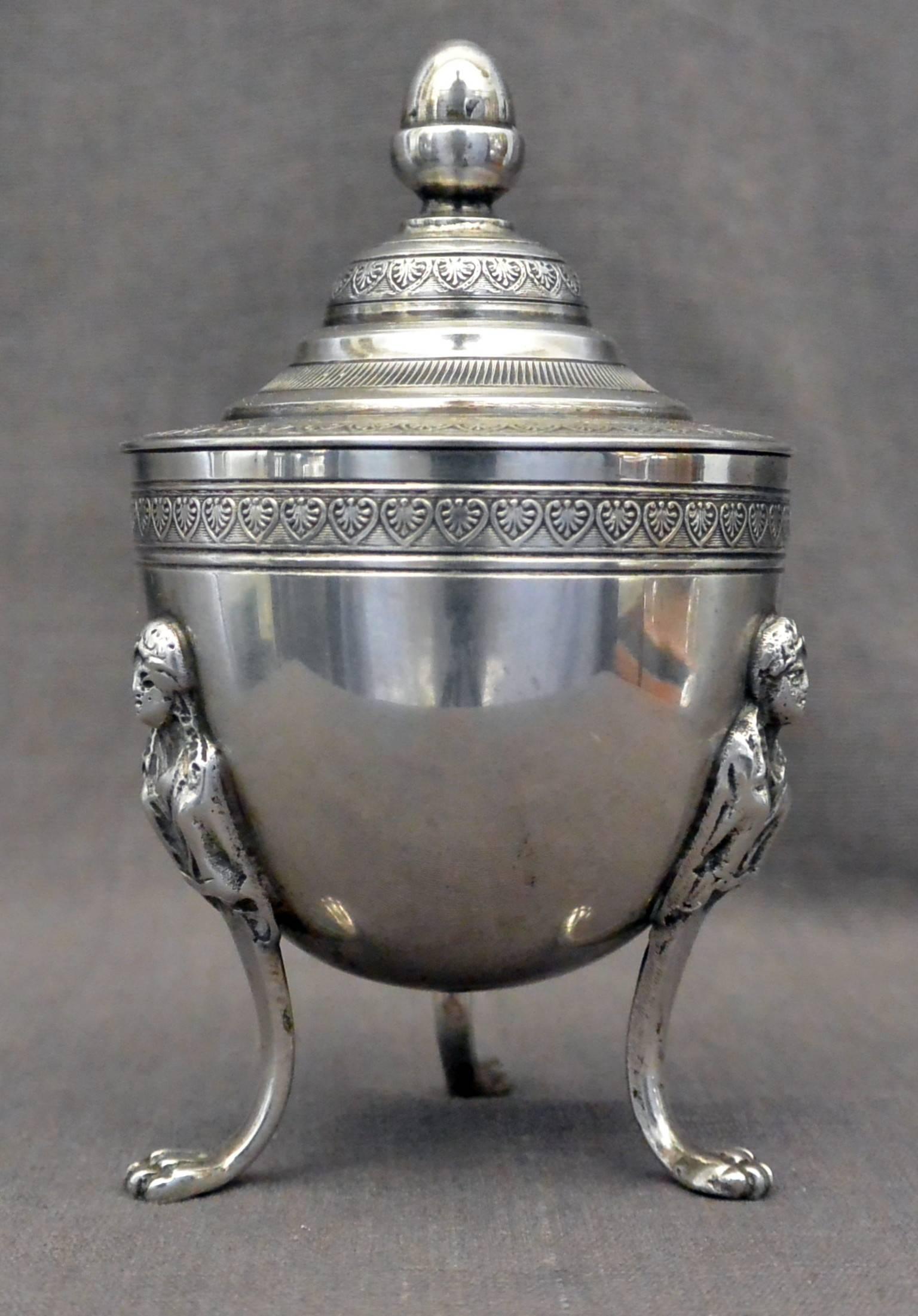 Italian Neoclassical Silver Coffee Pot and Sugar Bowl For Sale 2