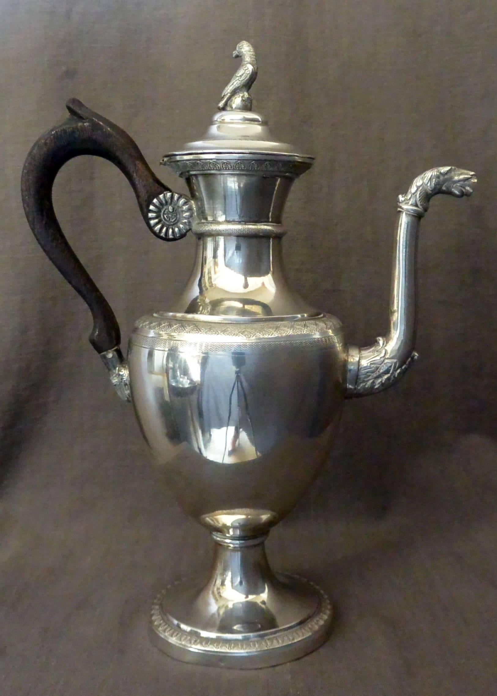 19th Century Italian Neoclassical Silver Coffee Pot For Sale