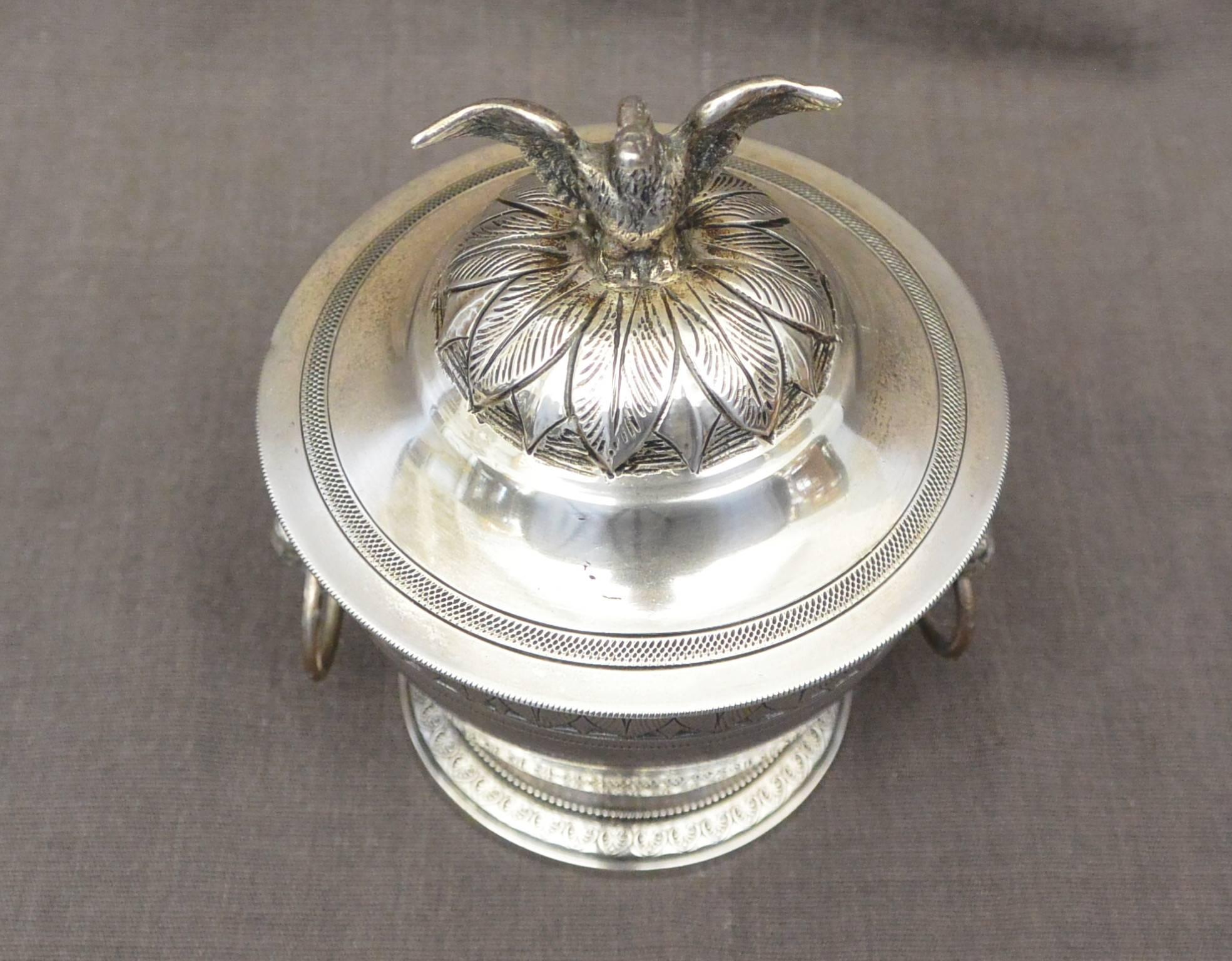 Sterling Silver Silver Swan Sugar Bowl For Sale