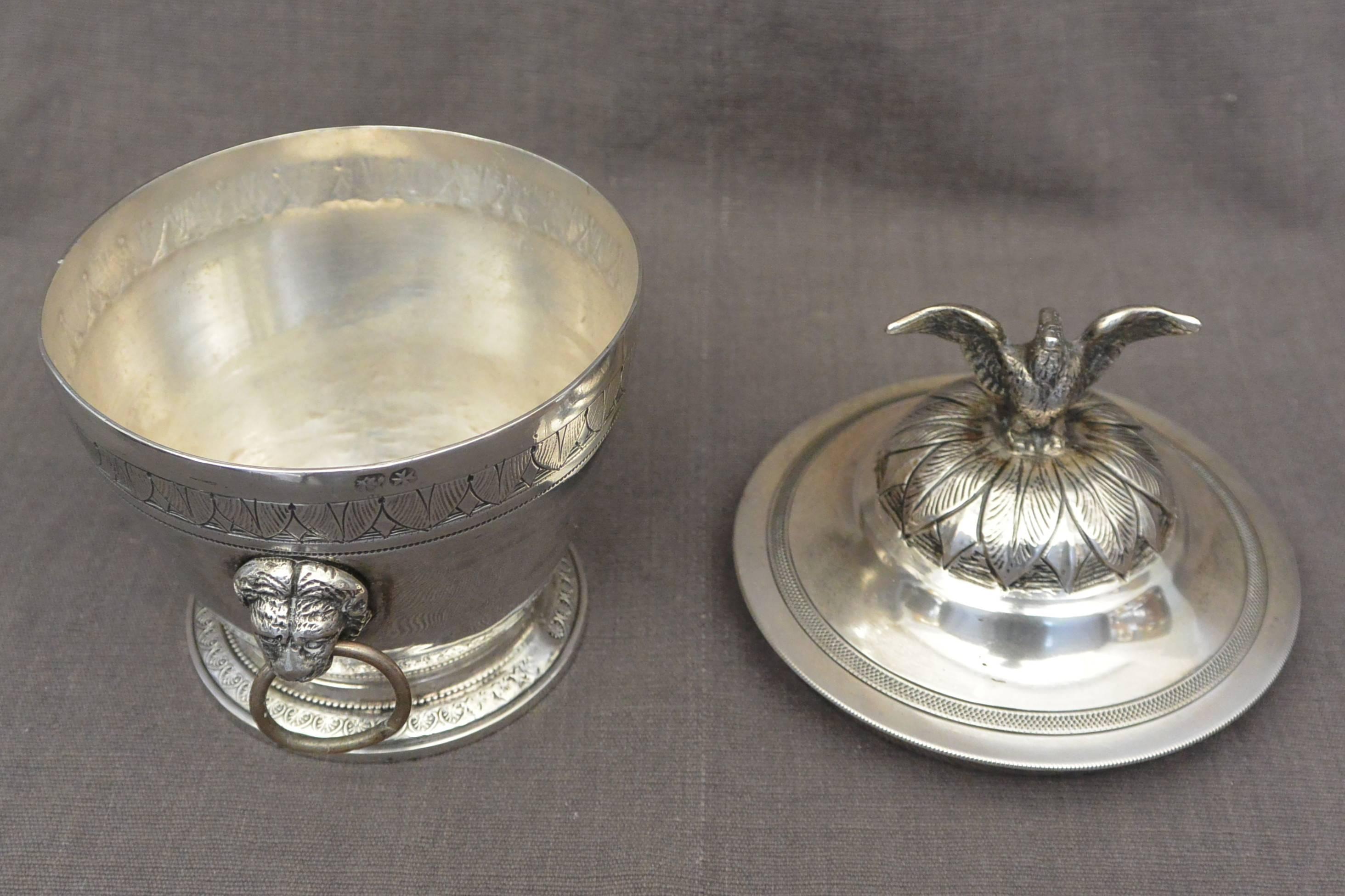 19th Century Silver Swan Sugar Bowl For Sale