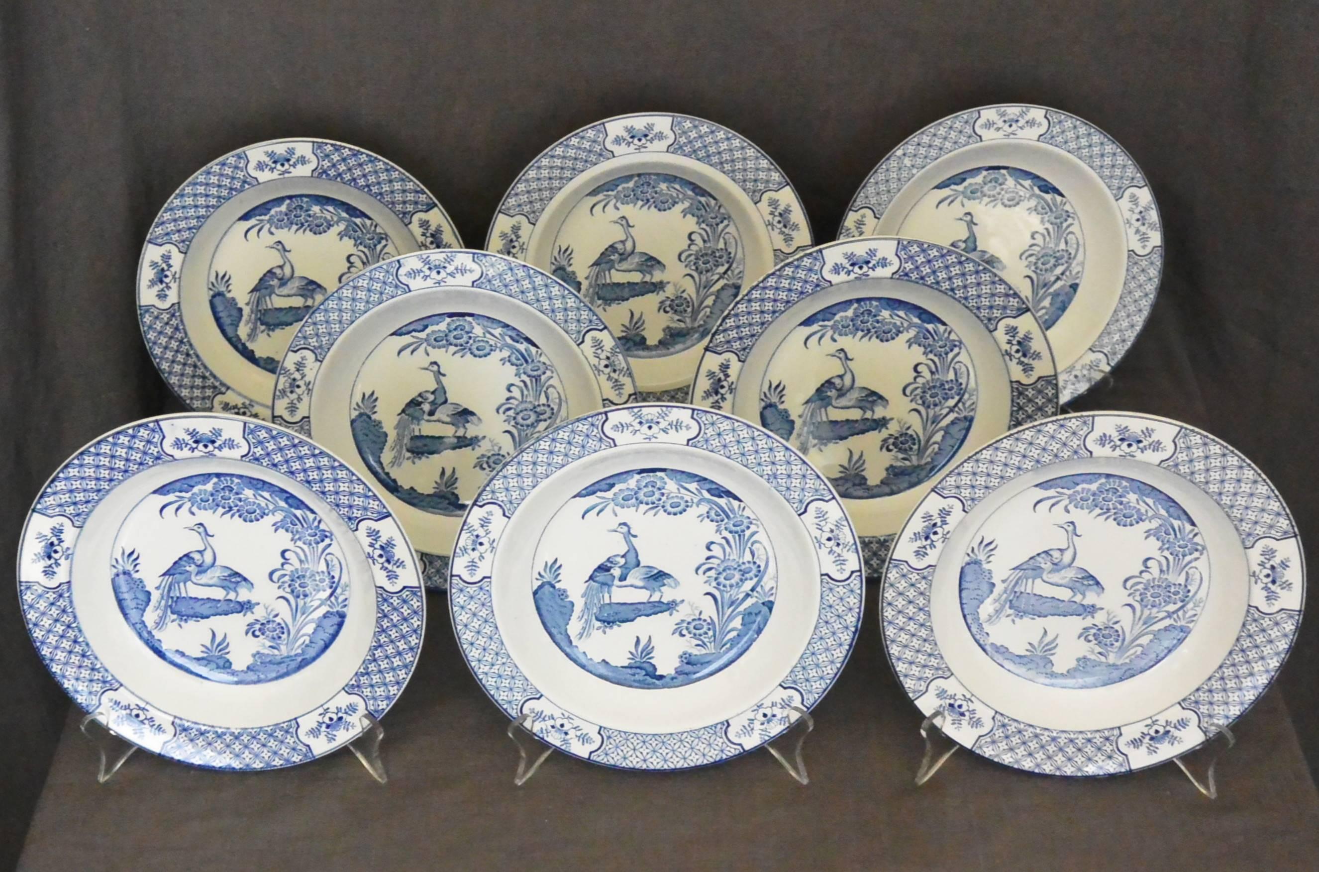 Blue and White English Transferware Set In Good Condition In New York, NY