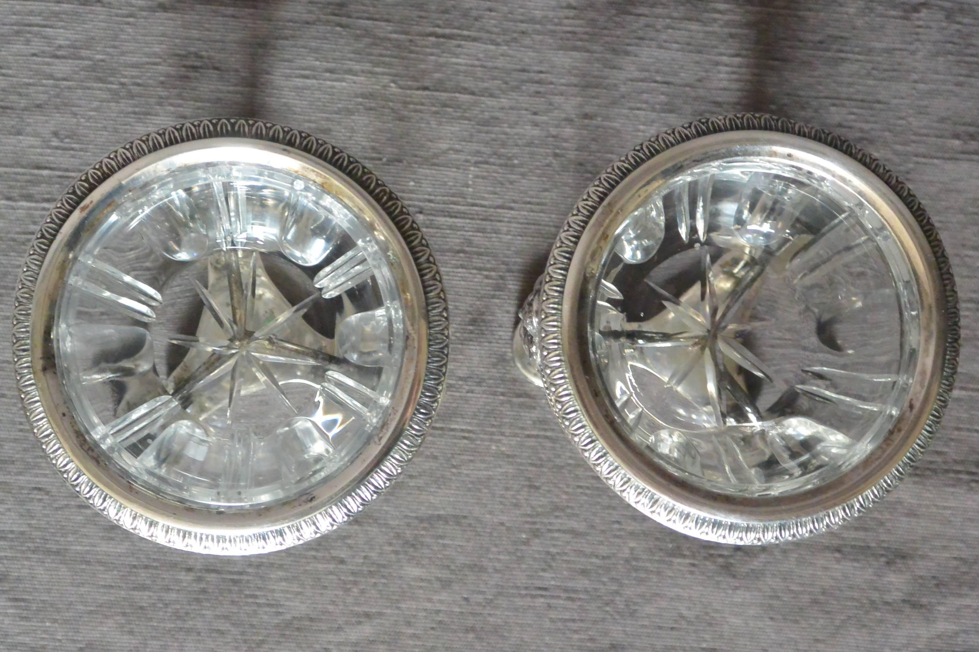 Sterling Silver Pair Italian Neoclassical Silver Salts With Hermes For Sale