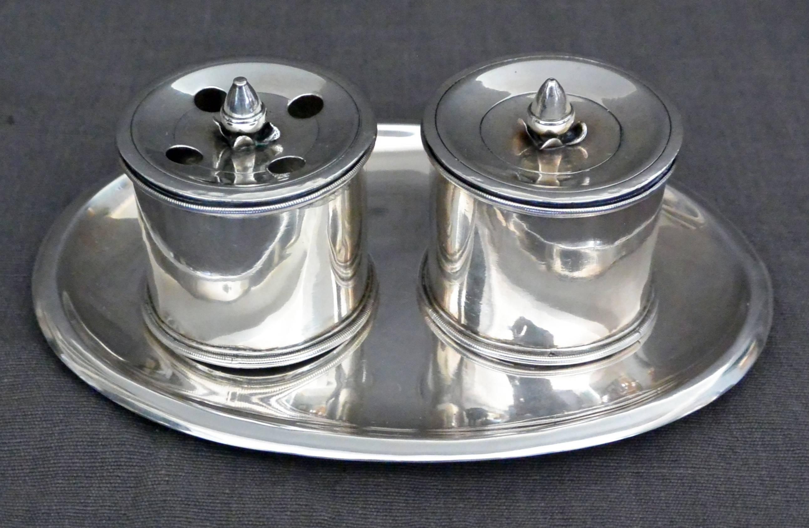 Italian Empire Silver Inkstand In Good Condition For Sale In New York, NY