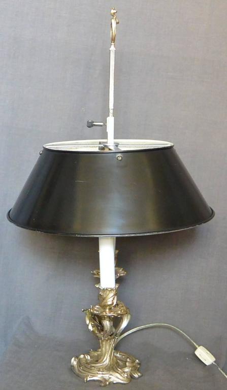 French Silvered Bouillotte Lamp For Sale
