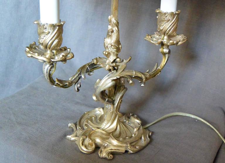Louis XV Silvered Bouillotte Lamp For Sale