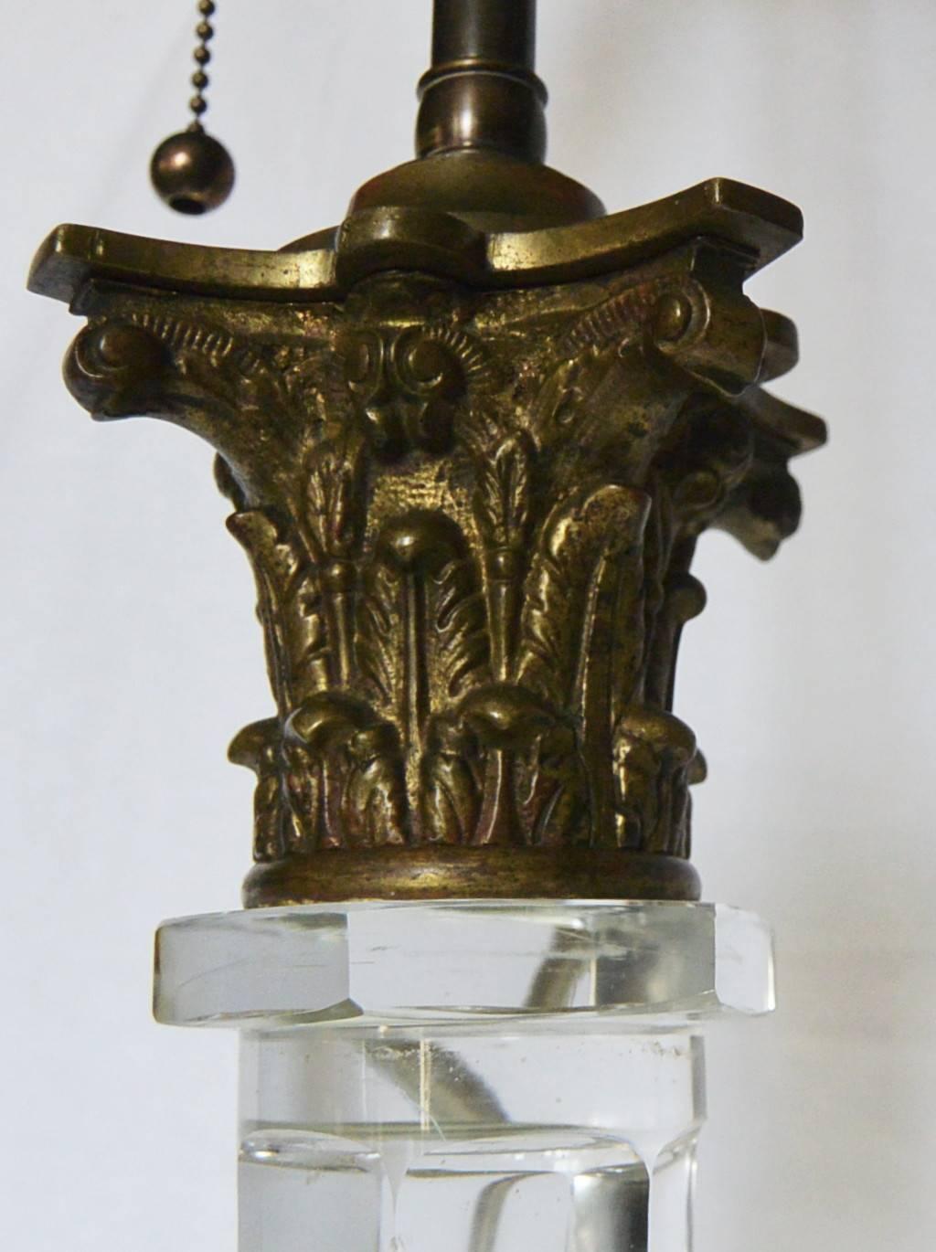 Neoclassical English Crystal Column Lamp