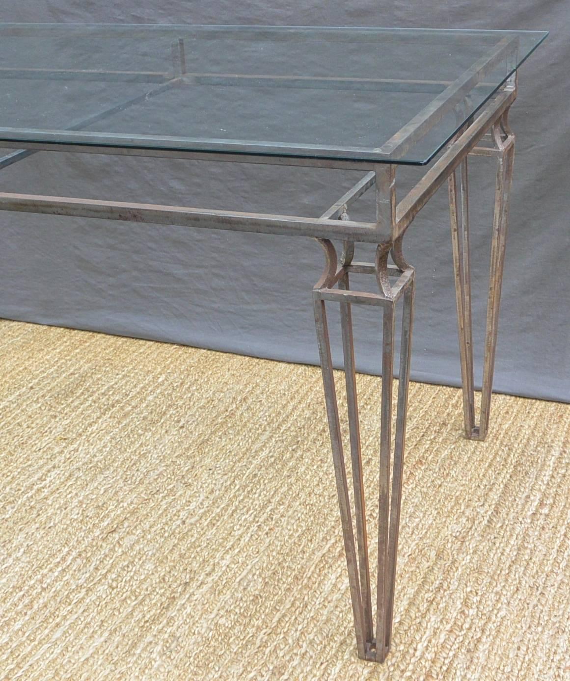 Modern Louis XVI Style Steel Table In Excellent Condition In New York, NY