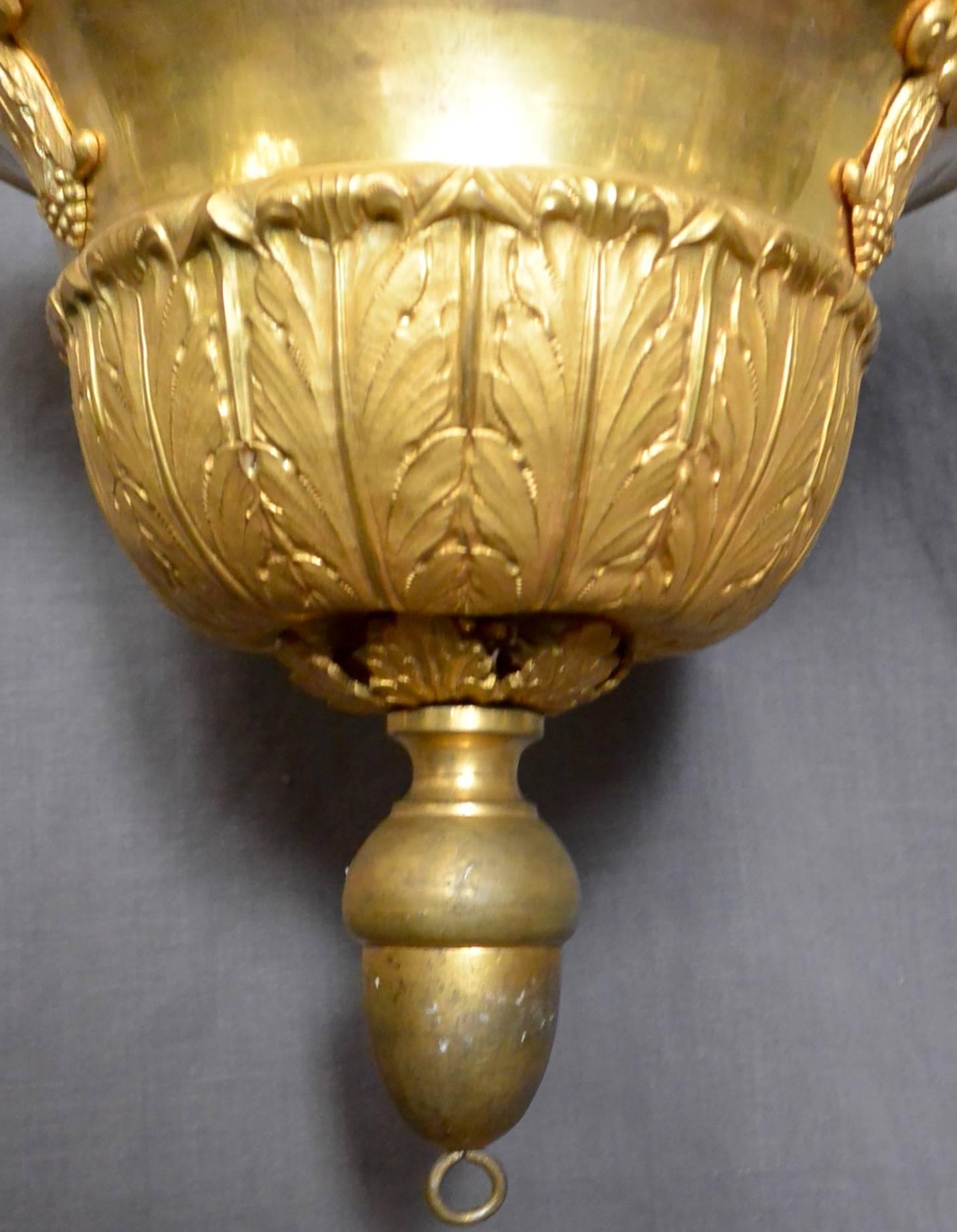Italian Neoclassical Gilt Brass Pendant For Sale 1