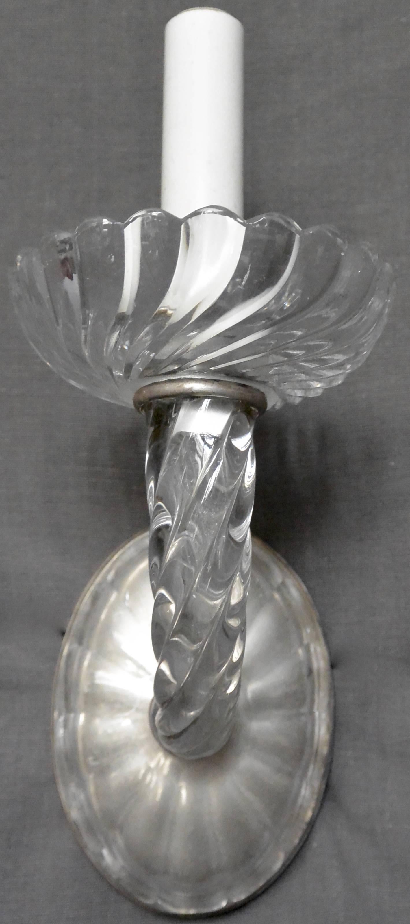 Vintage French Rope Glass Sconce In Excellent Condition For Sale In New York, NY