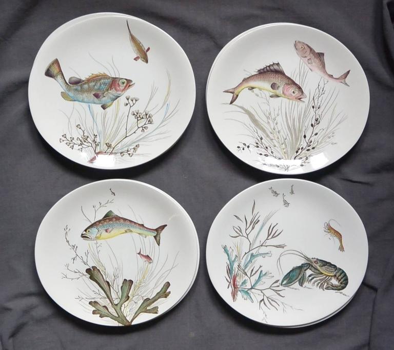 Set of Eight Vintage English Fish Plates For Sale at 1stDibs