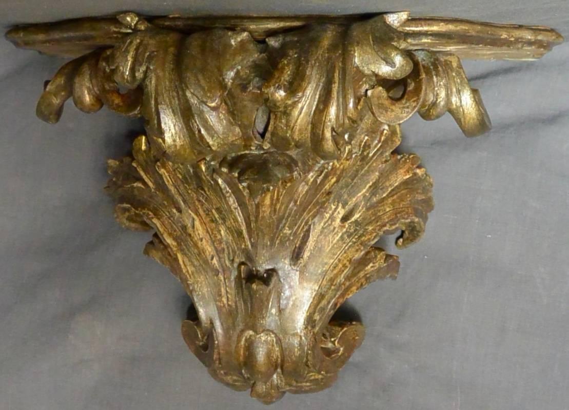 Pair Large Italian Gilt-Carved Brackets For Sale 1