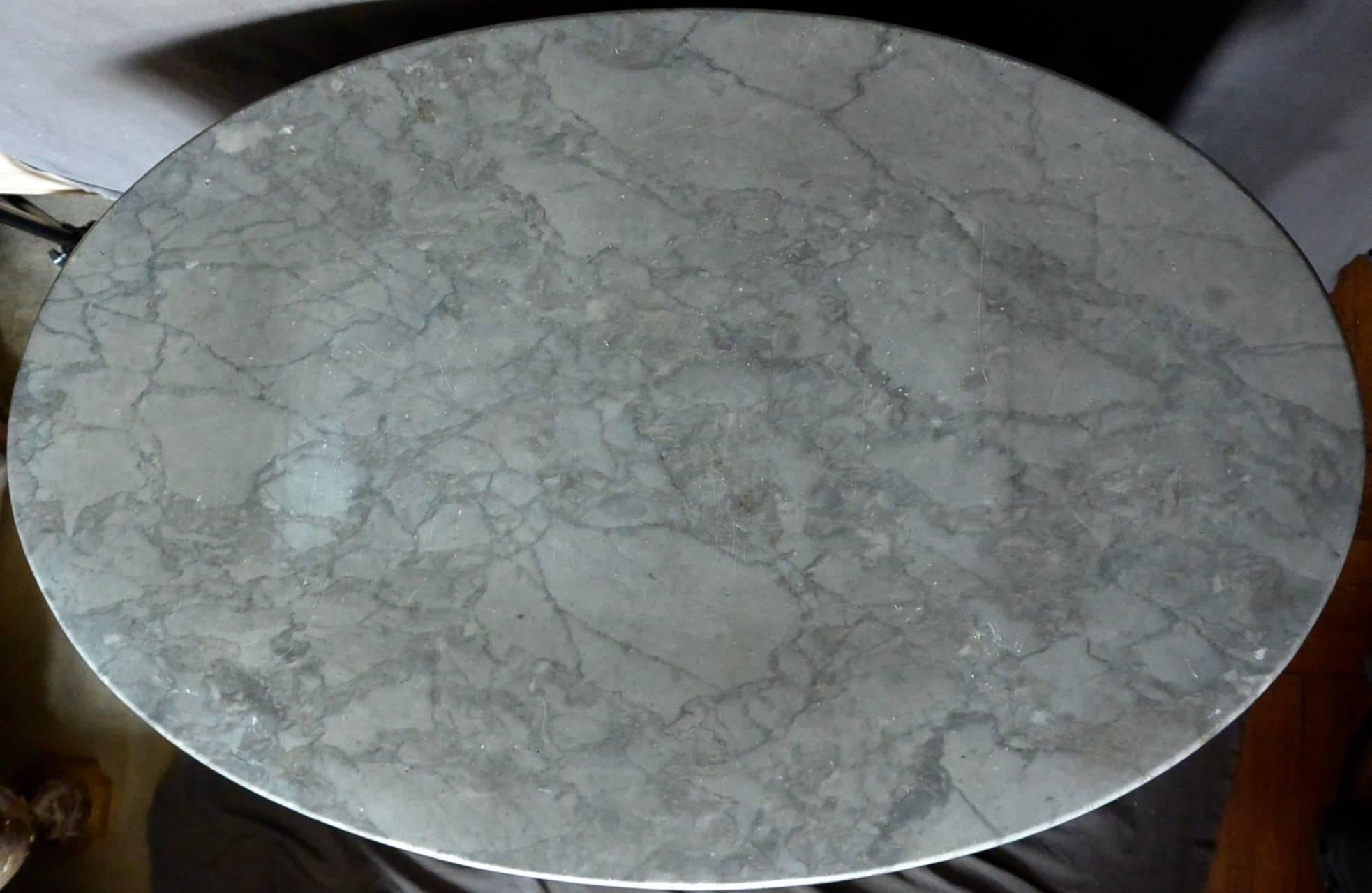 Italian Chestnut Oval Cabinet with Grey Marble Top 1