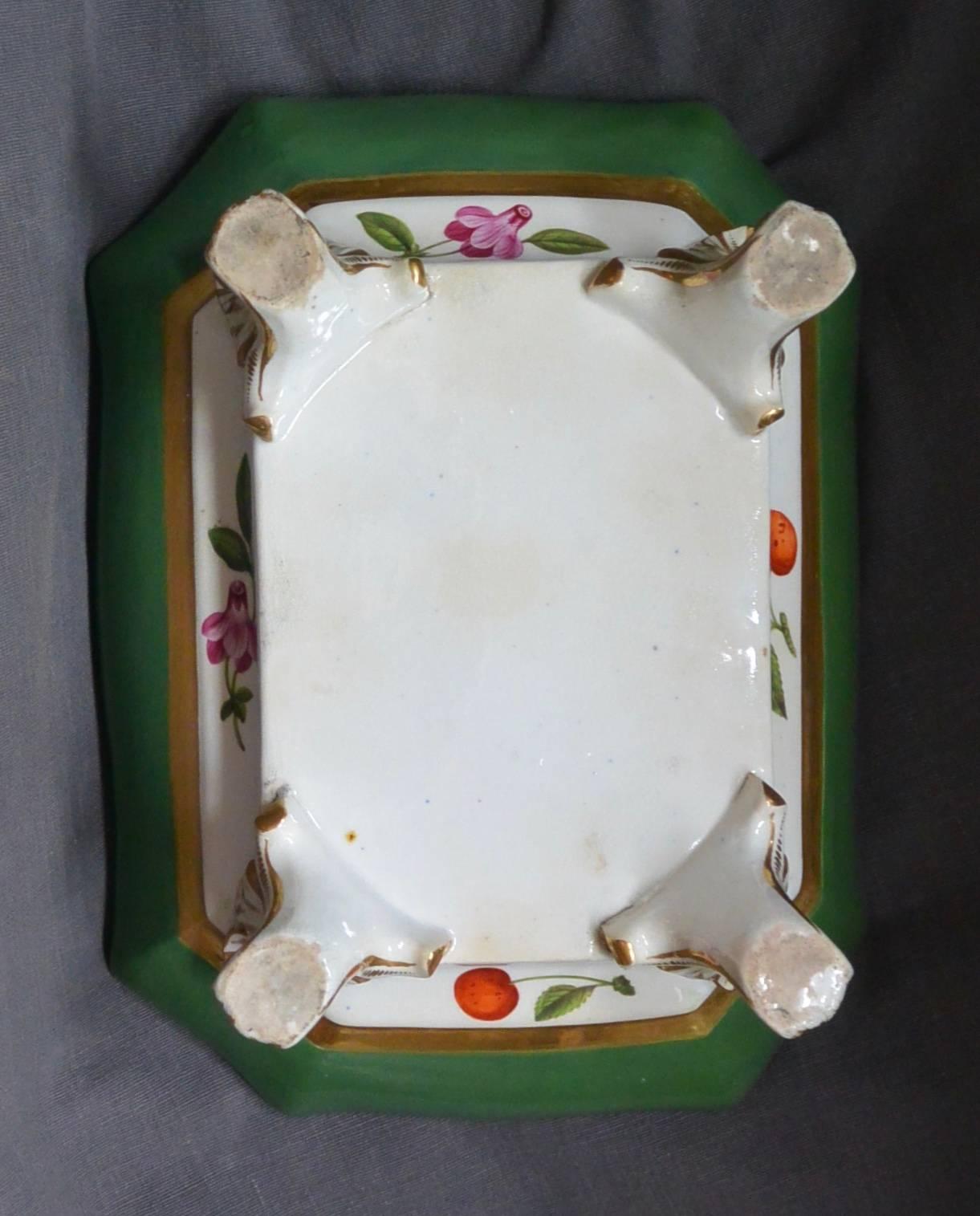 Purple and Green Gilt Porcelain Flower and Fruit Compote In Good Condition For Sale In New York, NY