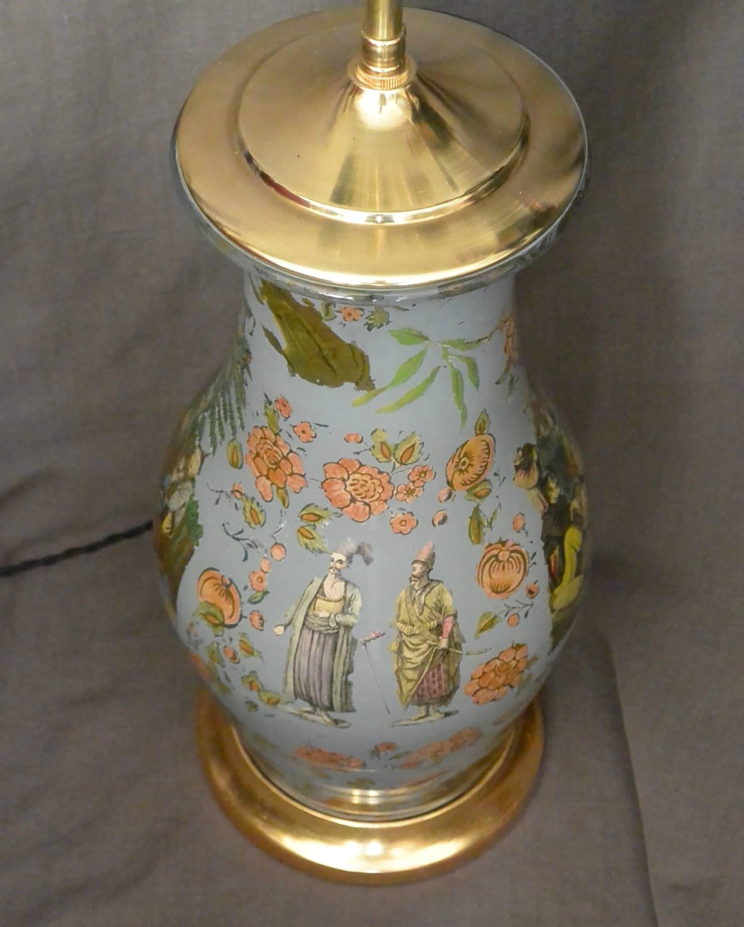 Continental Chinoiserie Decalcomania Lamp In Good Condition In New York, NY