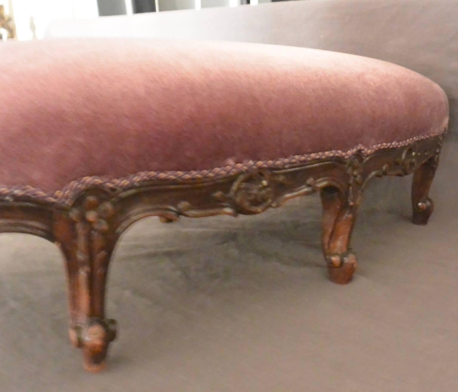 French Silk Mohair Foot Stool In Excellent Condition In New York, NY