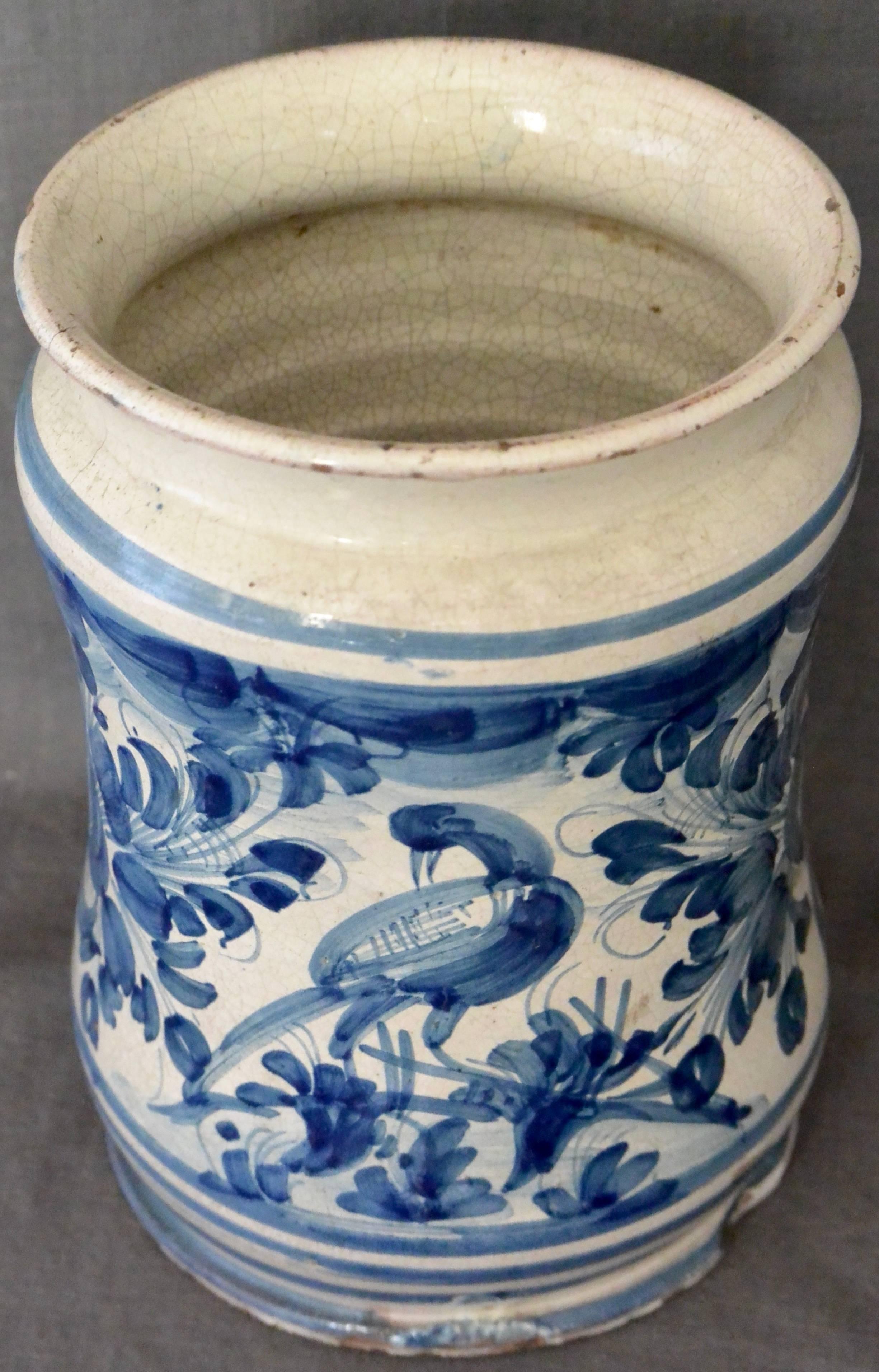 Blue and White Albarello Bird Vase 2