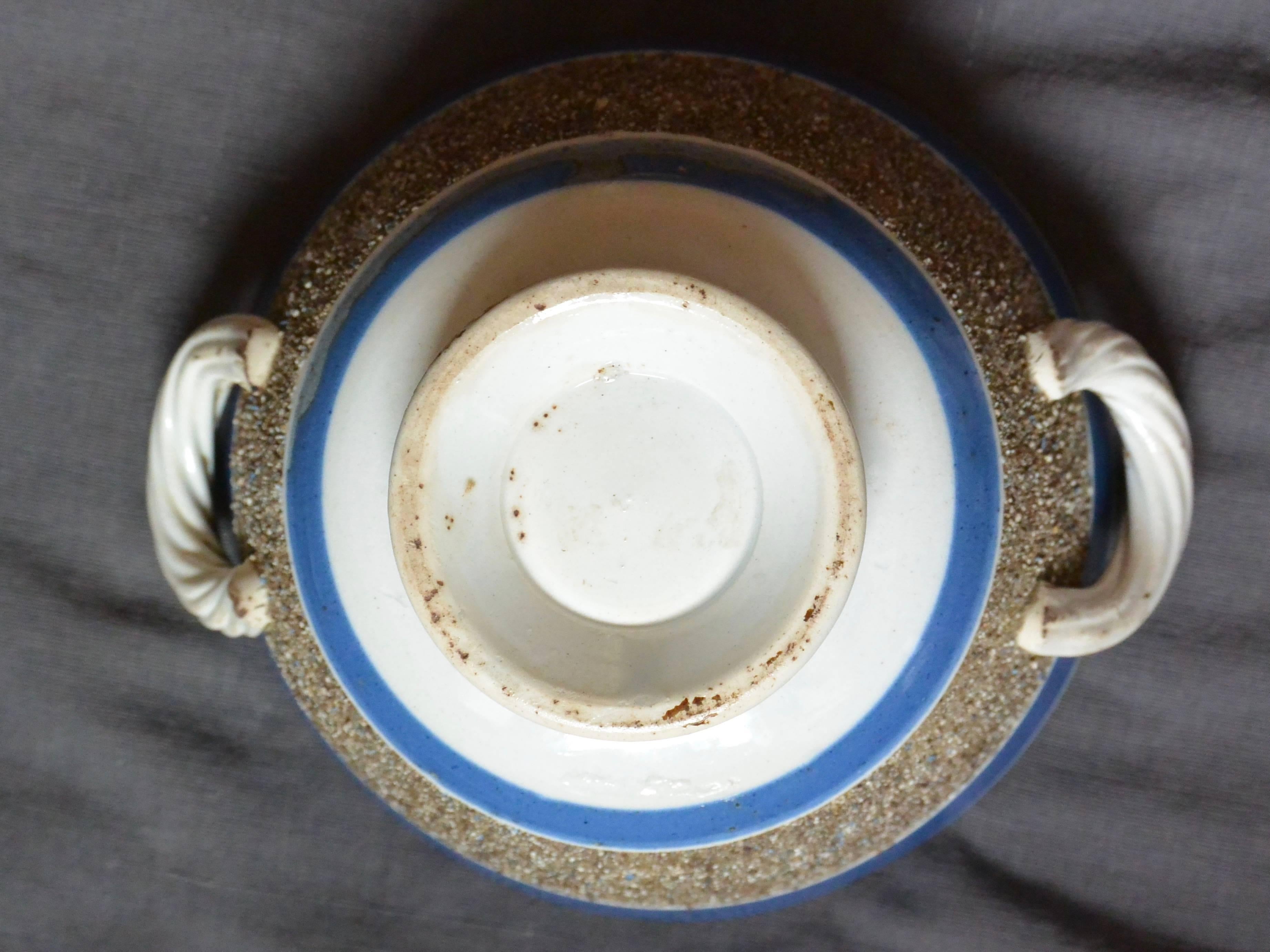 18th Century Antique Blue and White Pearlware Footed Bowl For Sale