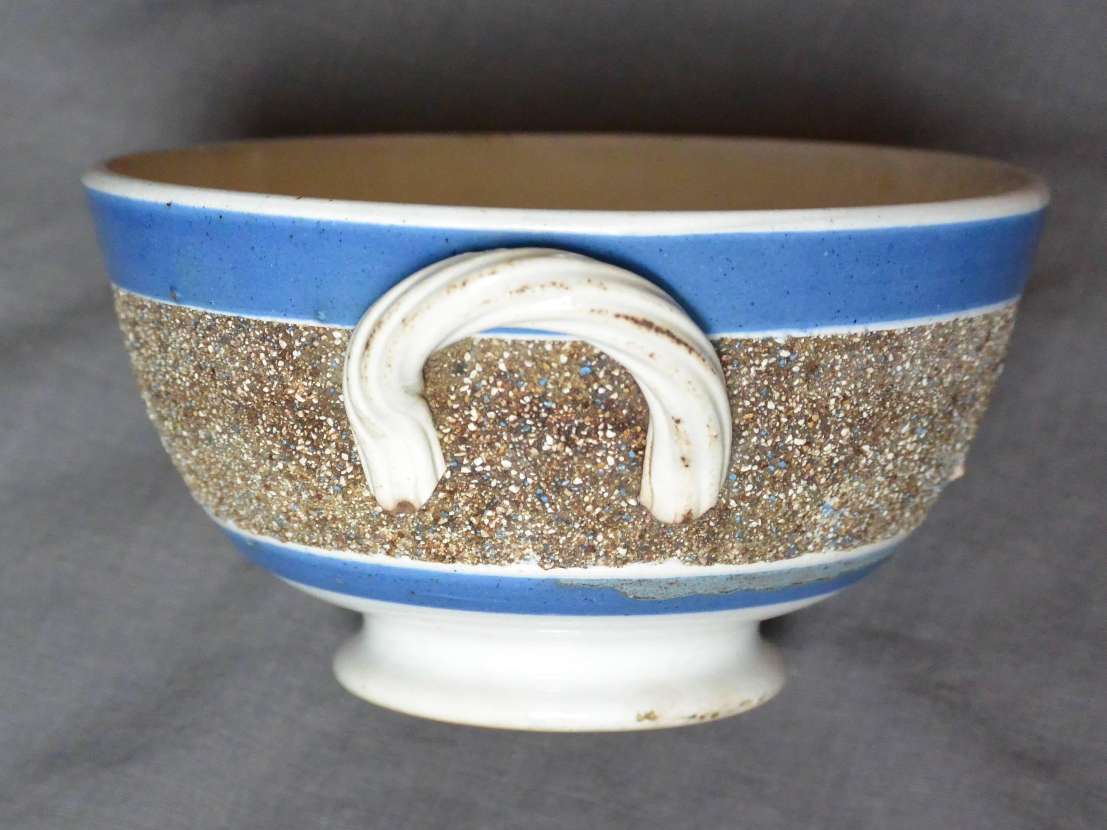 English Antique Blue and White Pearlware Footed Bowl For Sale