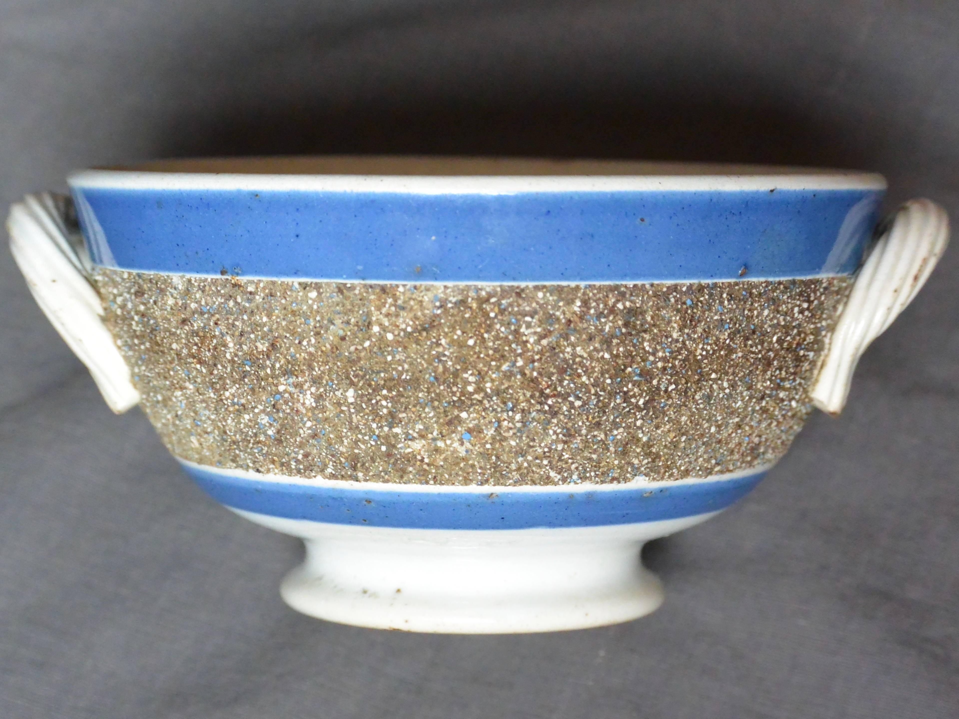 Antique Blue and White Pearlware Footed Bowl In Excellent Condition For Sale In New York, NY