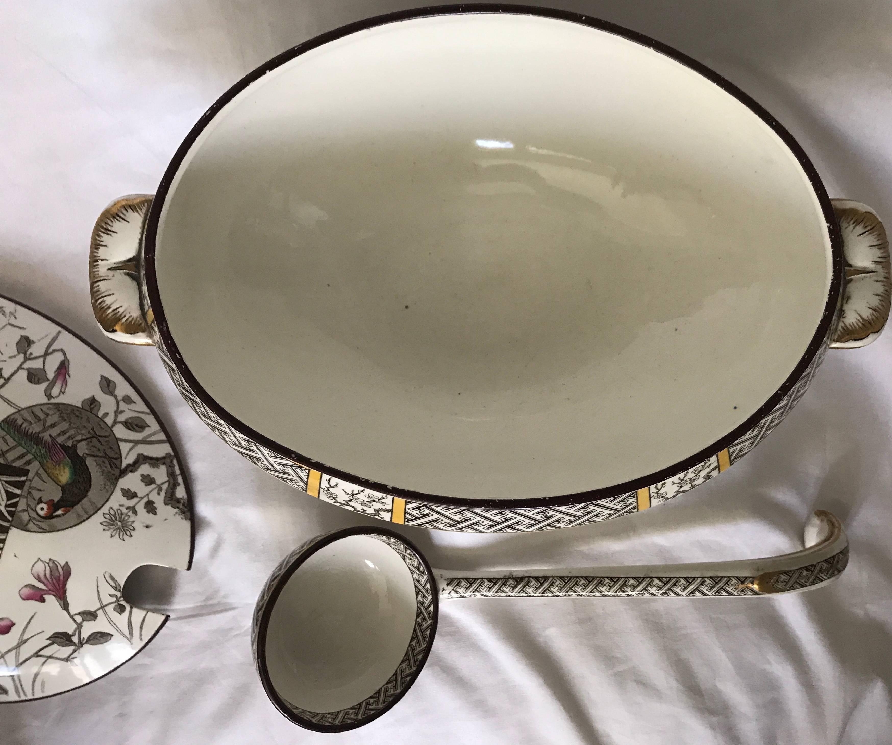 19th Century Aesthetic Movement Soup Tureen with Ladle For Sale