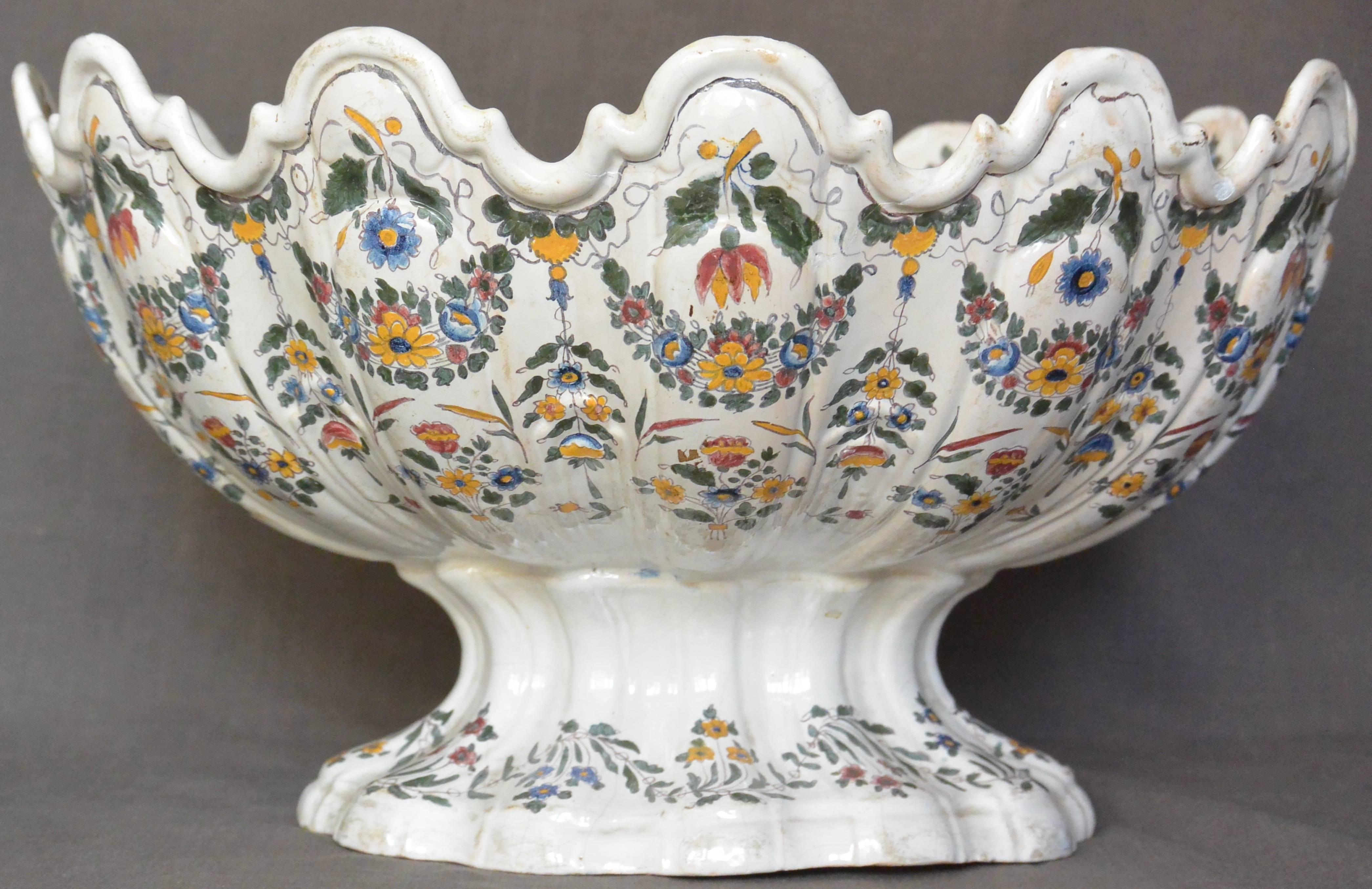 Very Large Bassano Floral Centerpiece Bowl In Good Condition In New York, NY