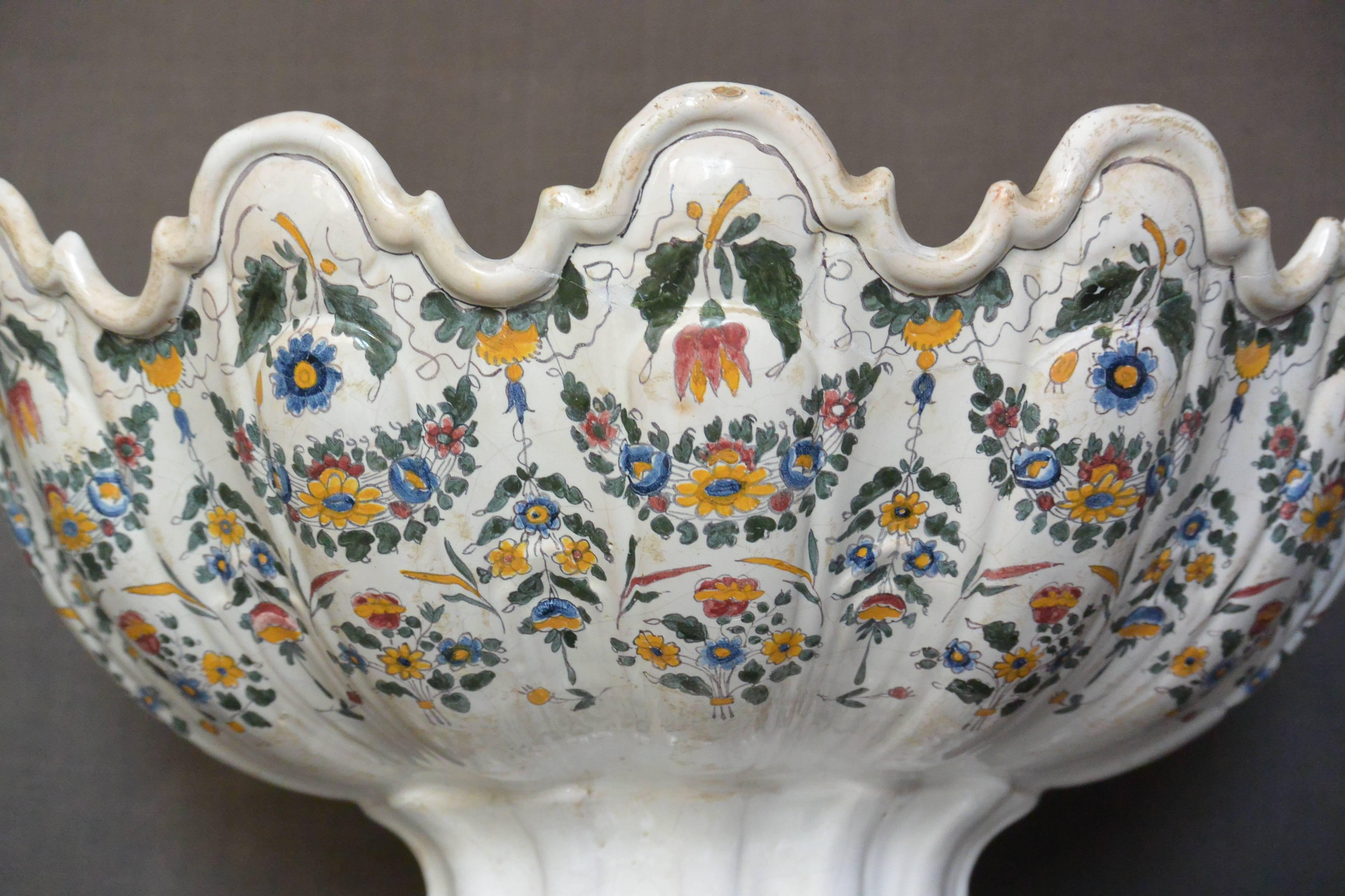 Ceramic Very Large Bassano Floral Centerpiece Bowl