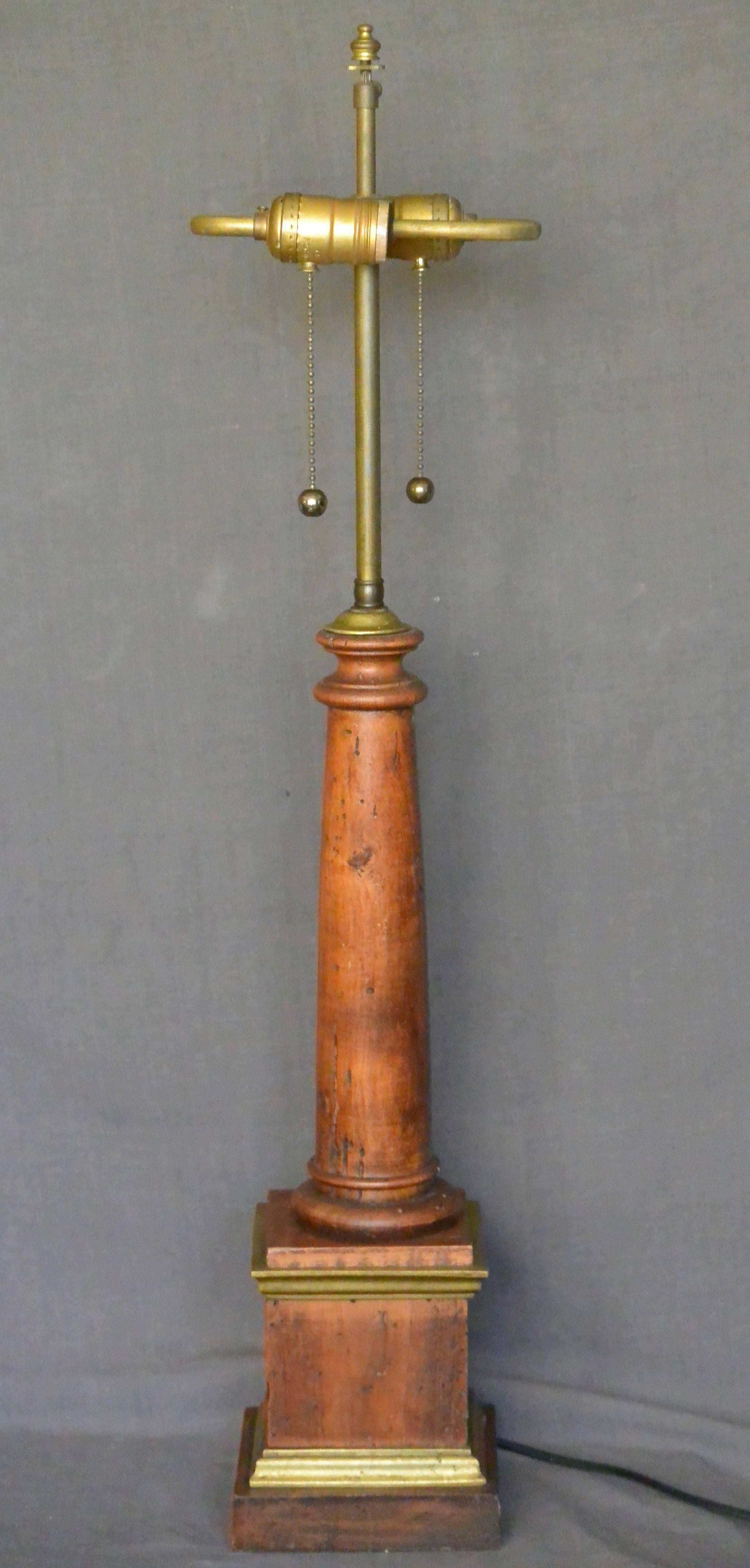 Neoclassical Revival Italian Wood Column Lamp