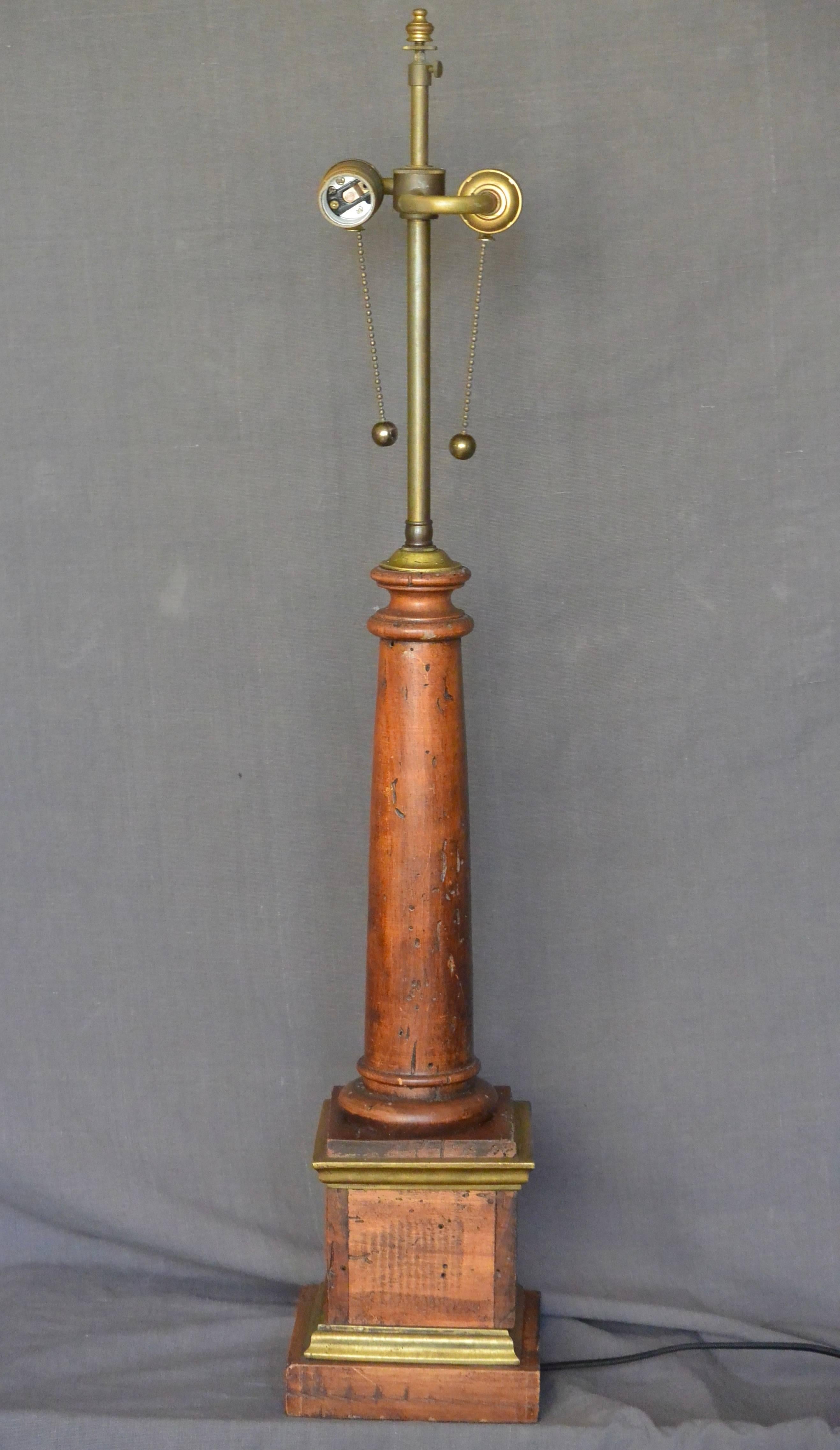 Italian Wood Column Lamp In Excellent Condition In New York, NY