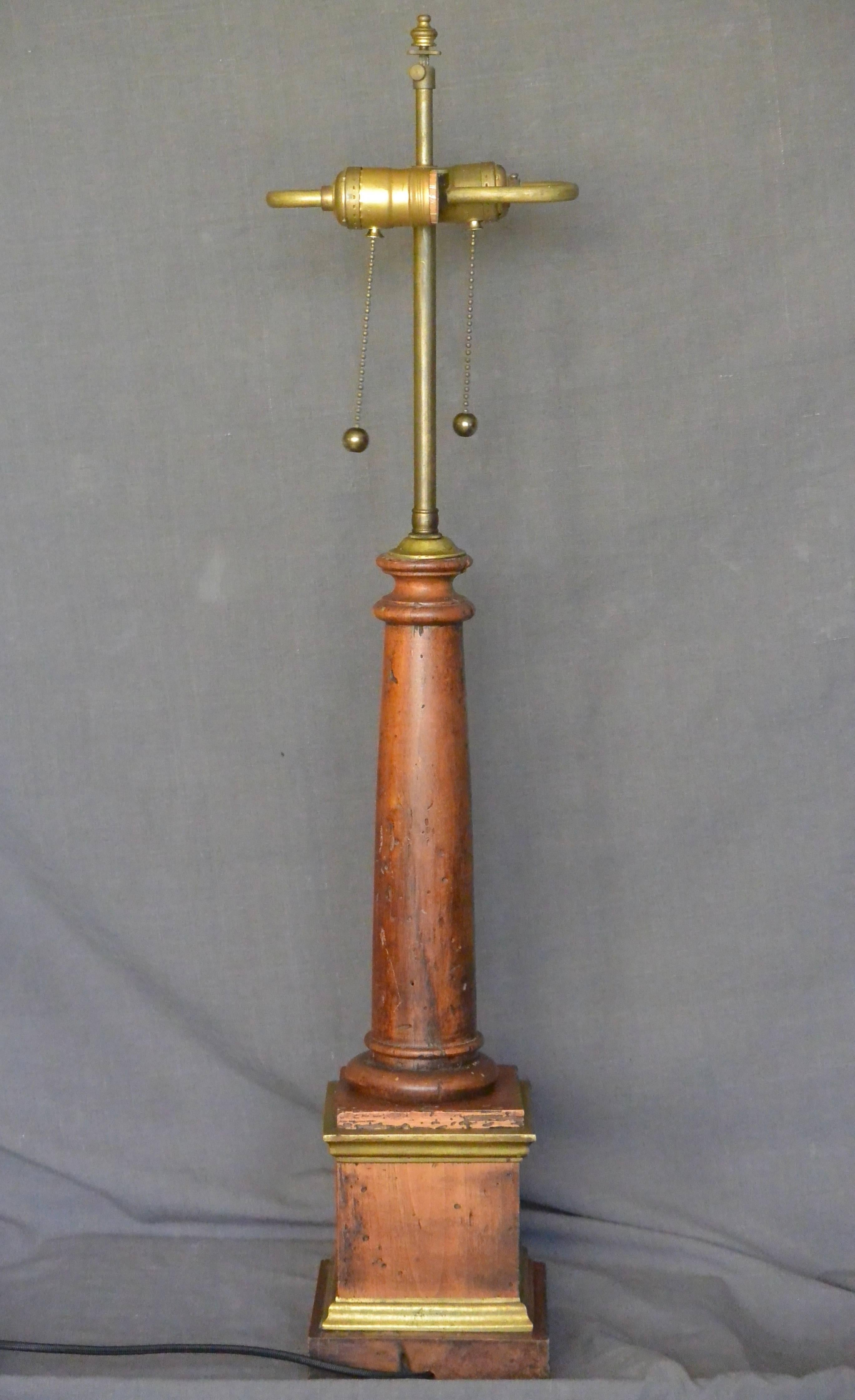 20th Century Italian Wood Column Lamp