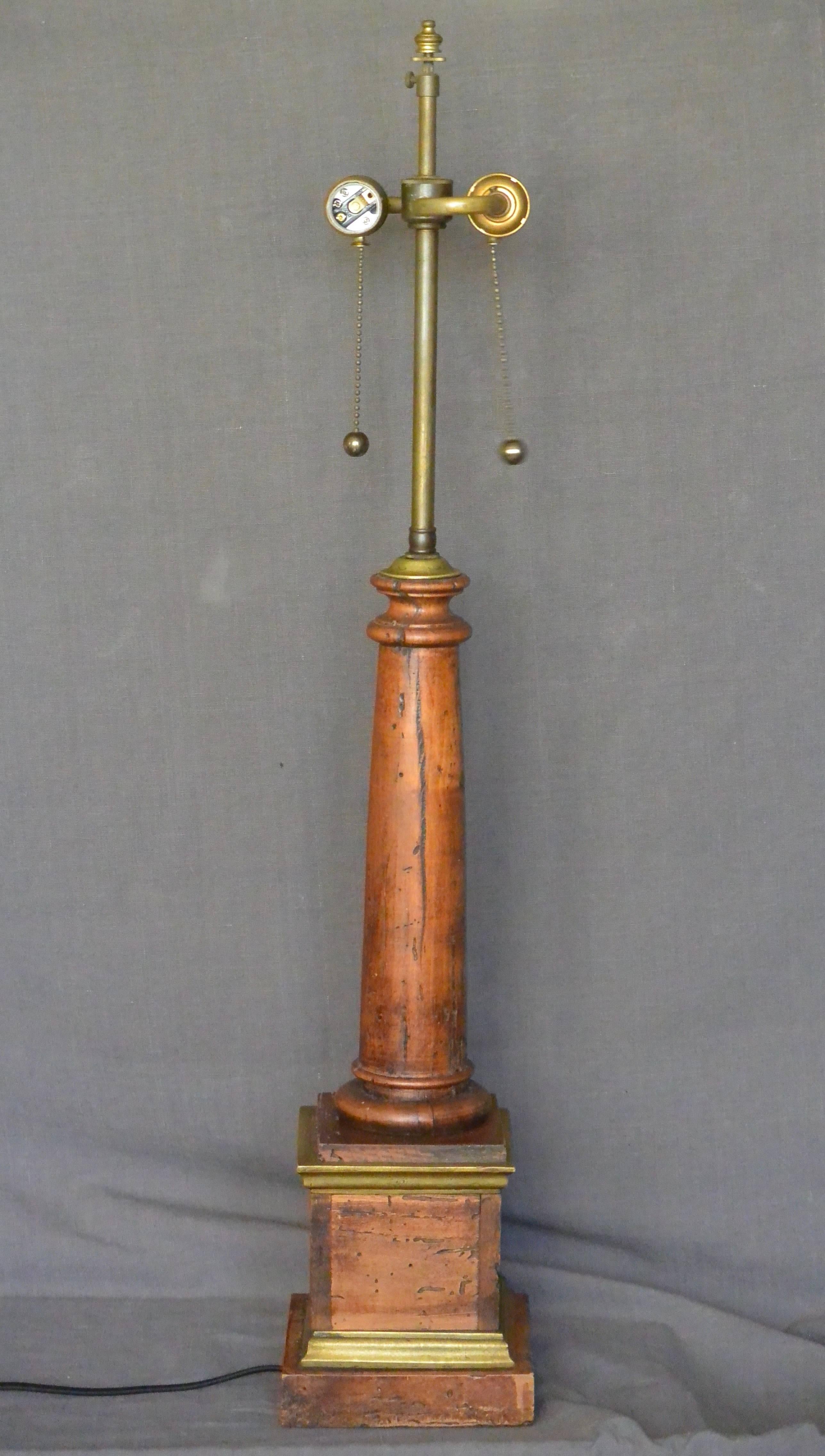 Fruitwood Italian Wood Column Lamp