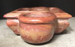 Large Modernist Red Marble Vide-Poche / Inkstand