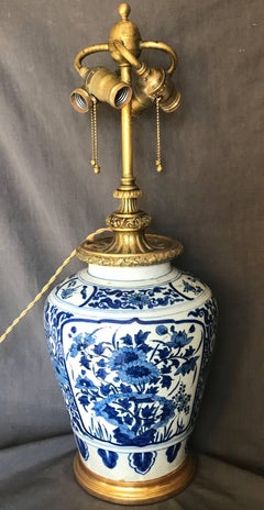 Dutch Delft Blue and White Lamp