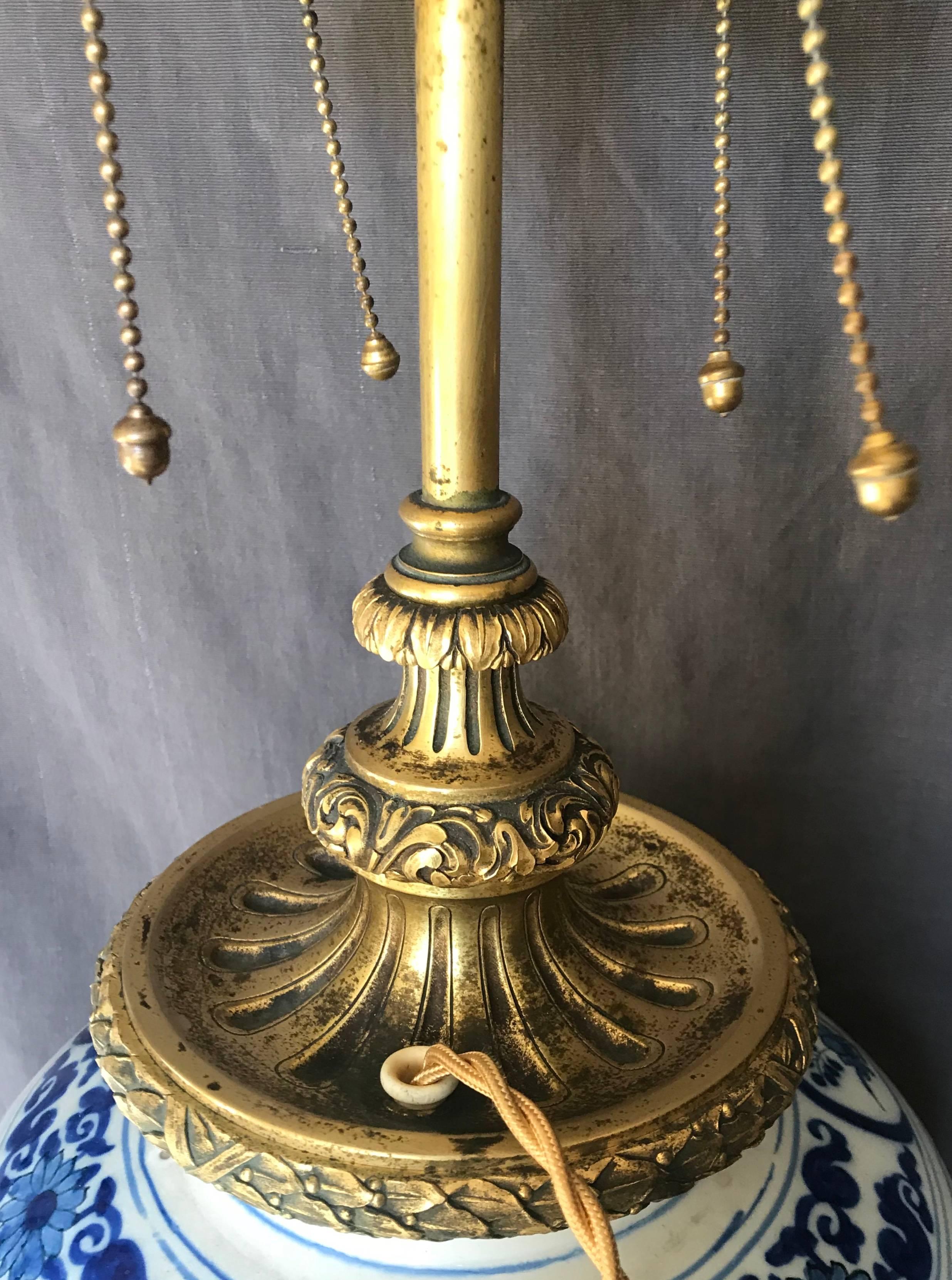 18th Century Dutch Delft Blue and White Lamp For Sale