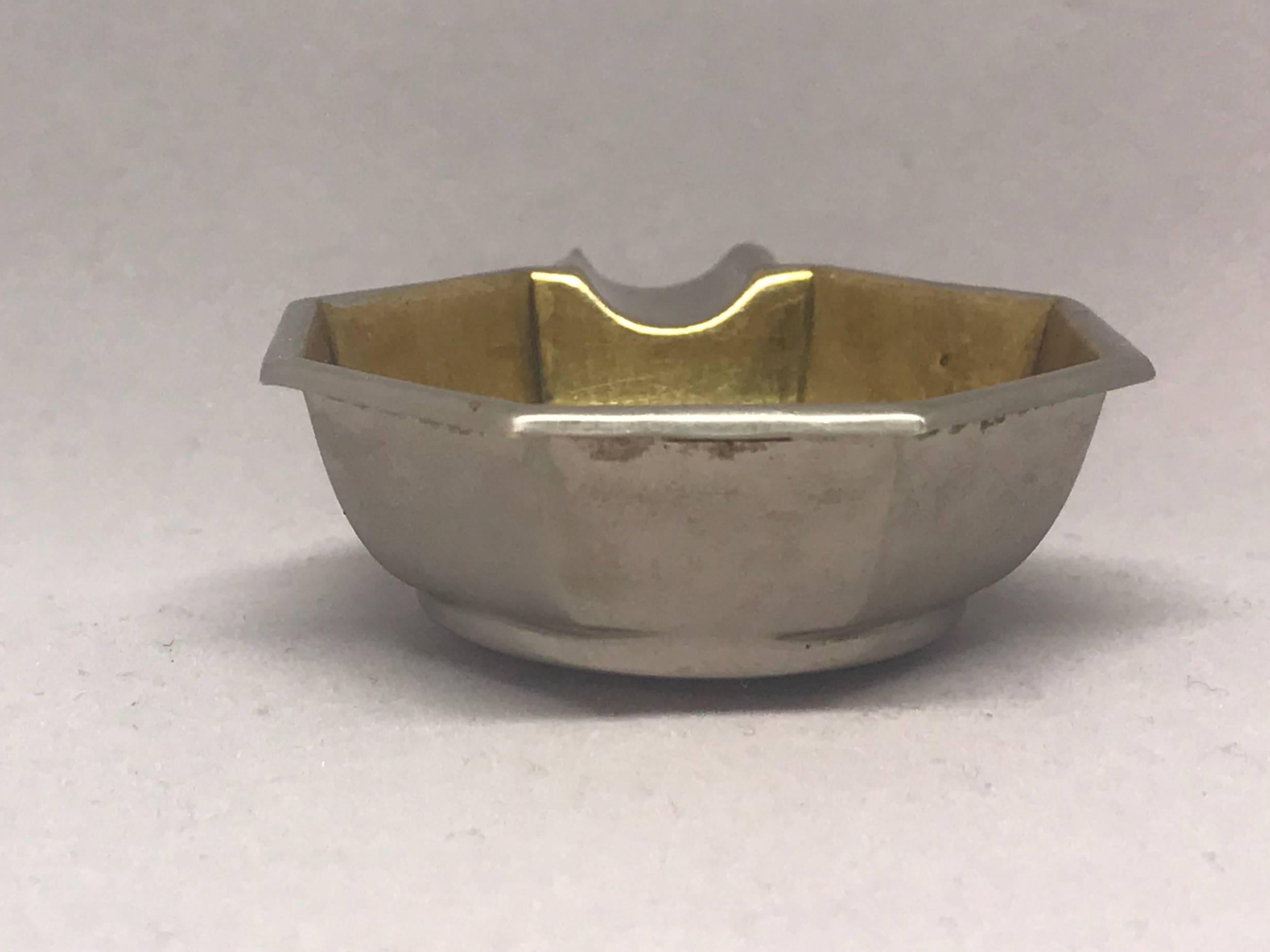 Silver and Vermeil German Deco Ashtray In Good Condition For Sale In New York, NY